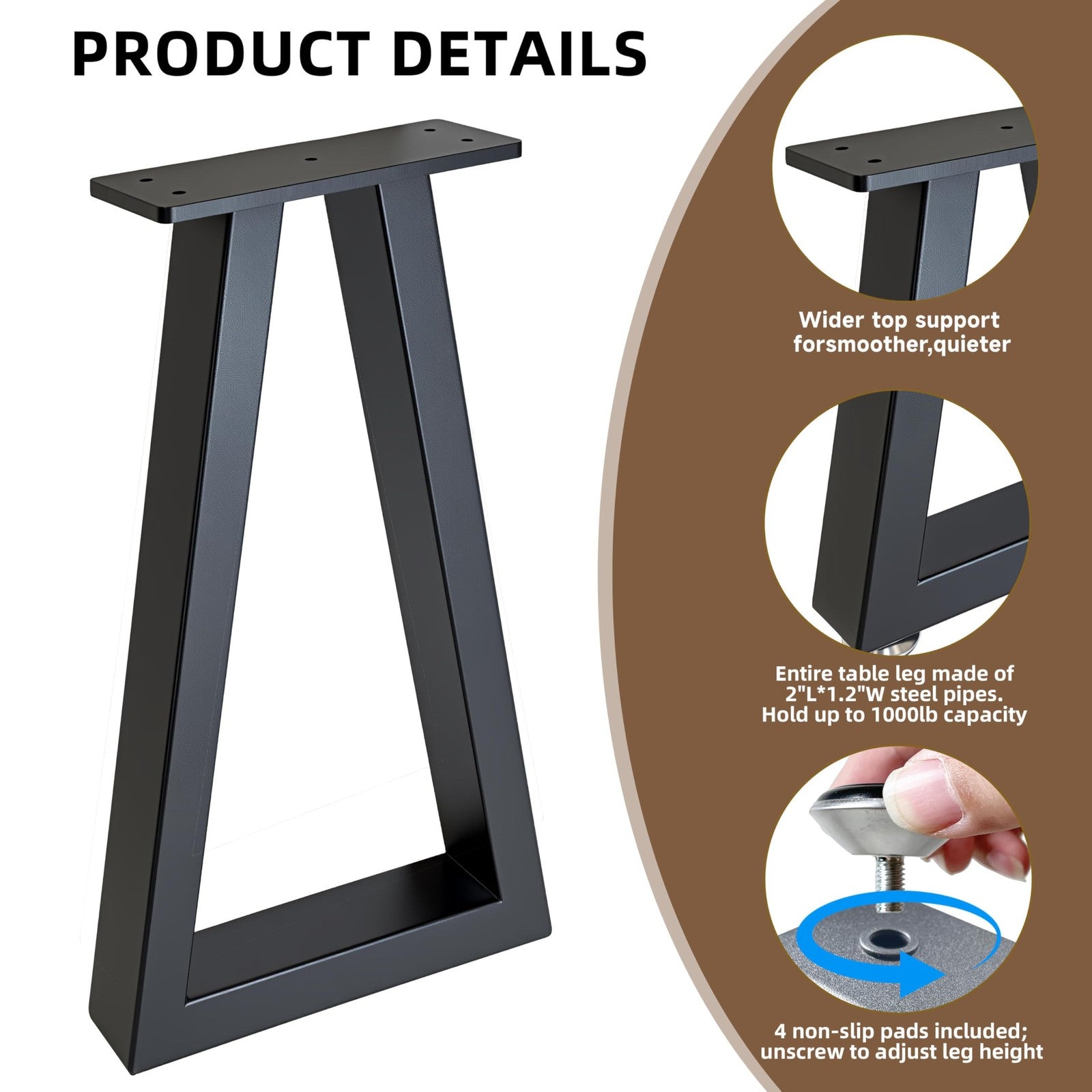 Black metal Y-CFHFC 24-inch industrial table legs for DIY desks, featuring sturdy construction and modern industrial design.