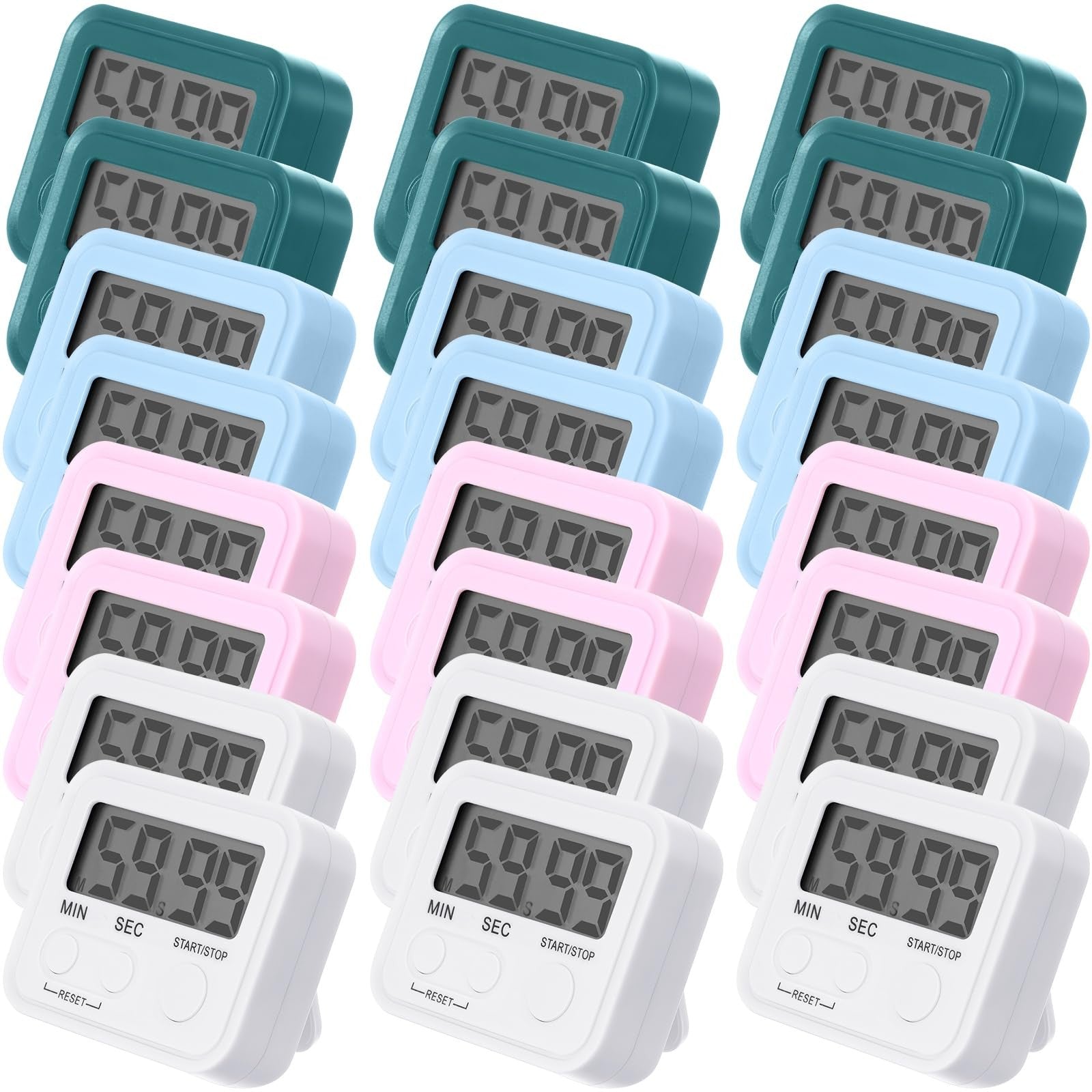 Weewooday 24-pack digital kitchen magnetic timers with on/off switch and minute display, ideal for cooking and timing tasks.