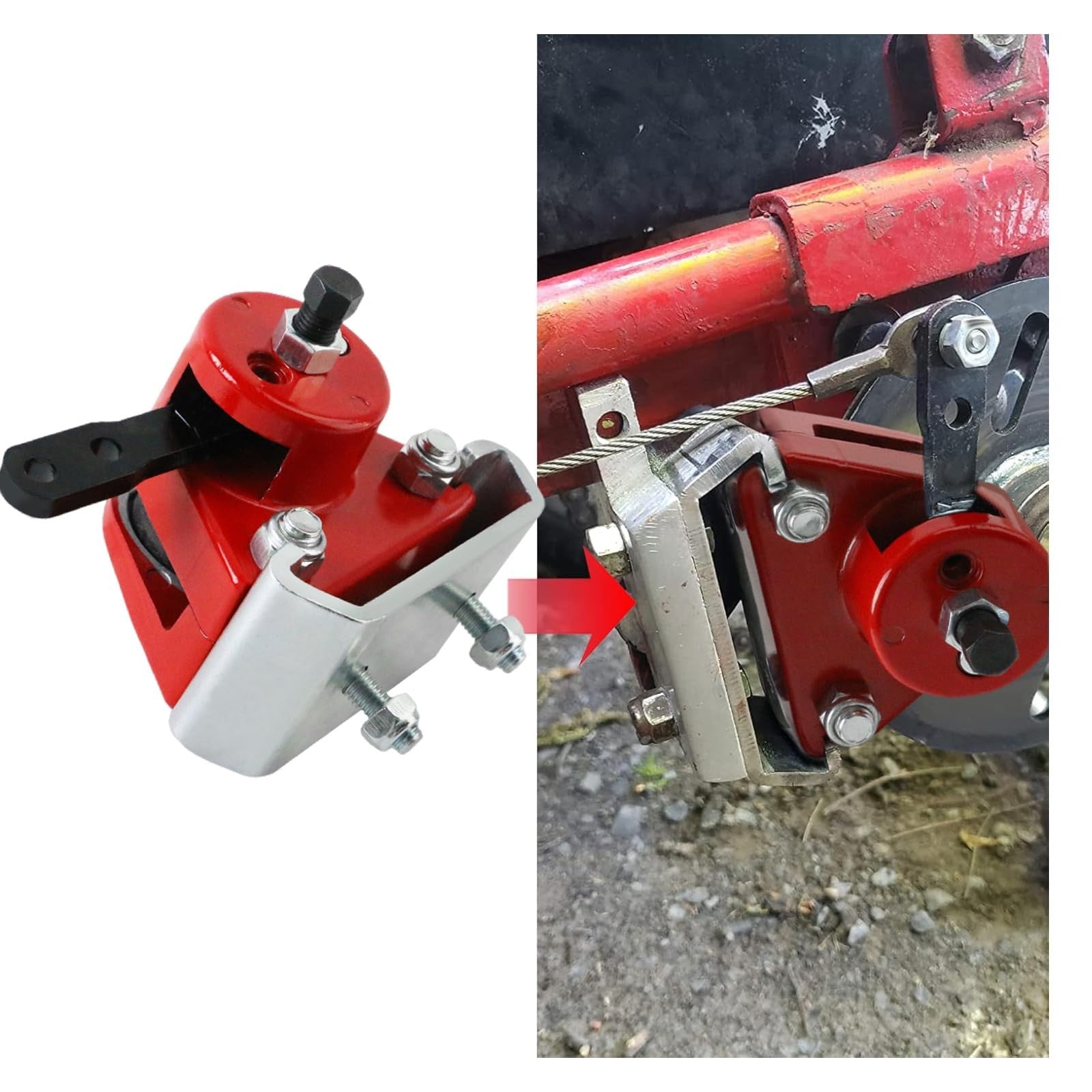 PACEWALKER Go Kart brake caliper and bracket with pads for Manco 9598, showing metal components and brake pads in detail.