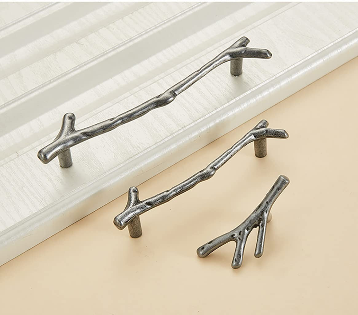 Set of 10 vintage tree twig cabinet knobs handles made of zinc alloy by Esreake, featuring rustic branch design for furniture decor.