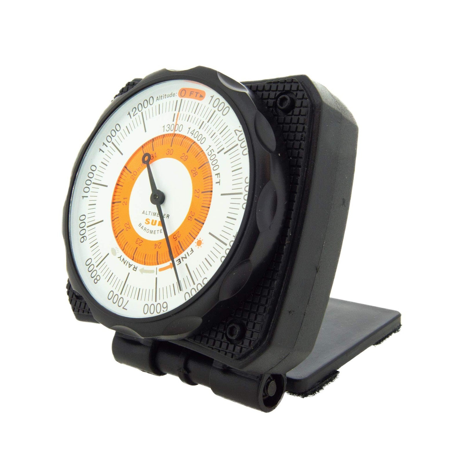 Sun Company Altilinq dashboard altimeter and barometer for cars, showing precise altitude and atmospheric pressure readings.