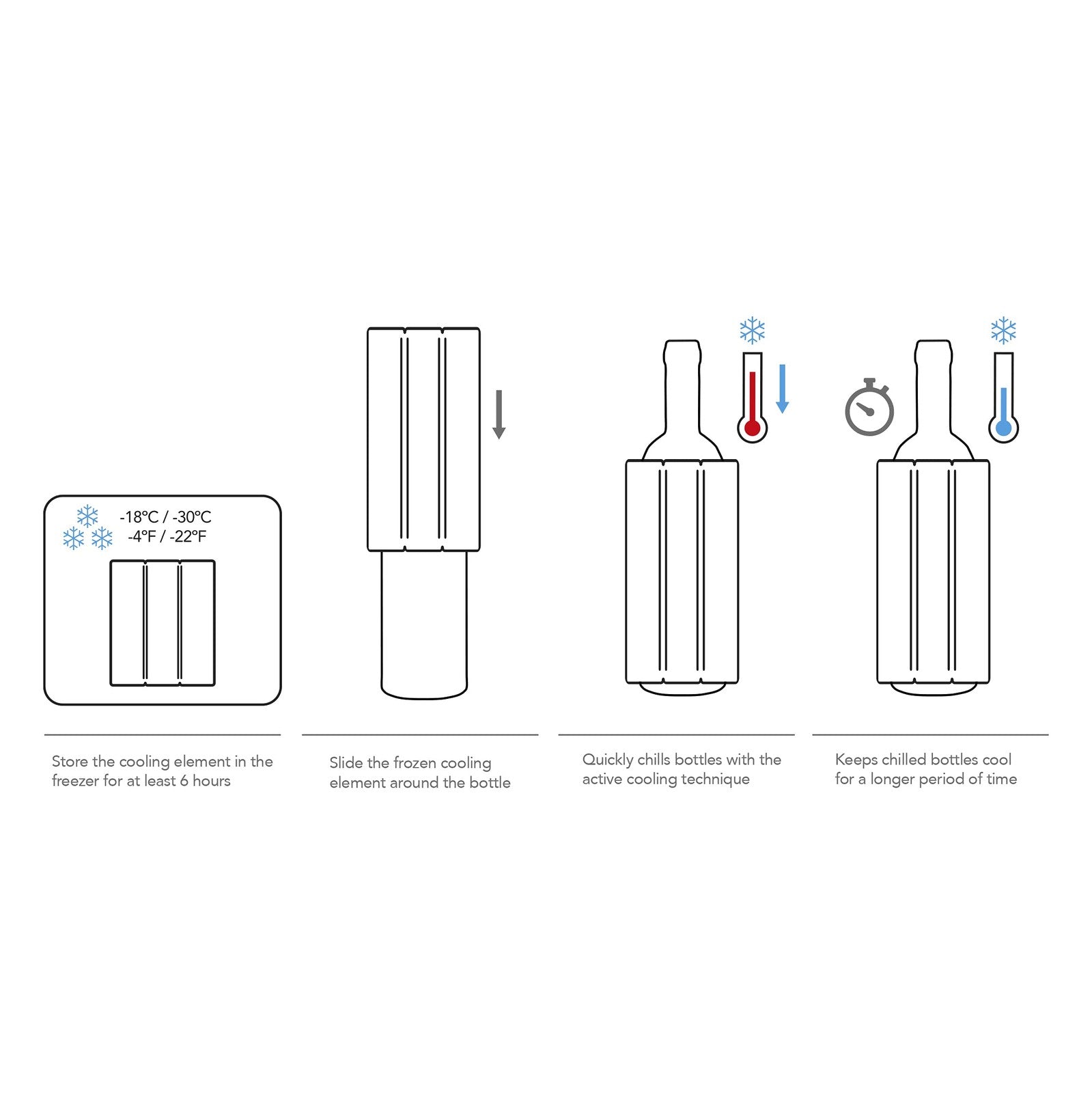 Vacu Vin Elegant Black Wine Cooler and Bottle Chiller with freezer section for maintaining wine temperature