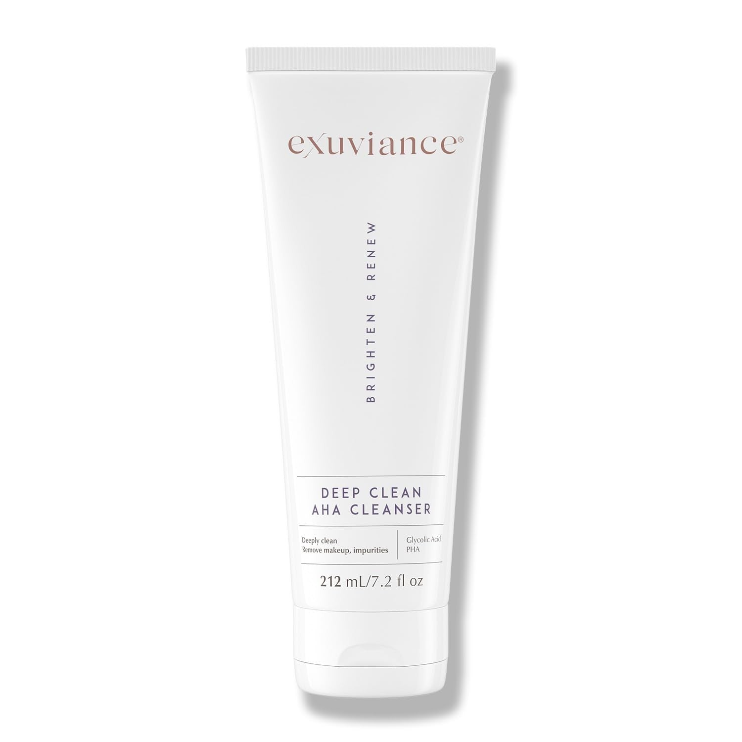 EXUVIANCE Deep Clean AHA foaming face cleanser with glycolic acid, gentle makeup remover for smooth, refreshed skin.