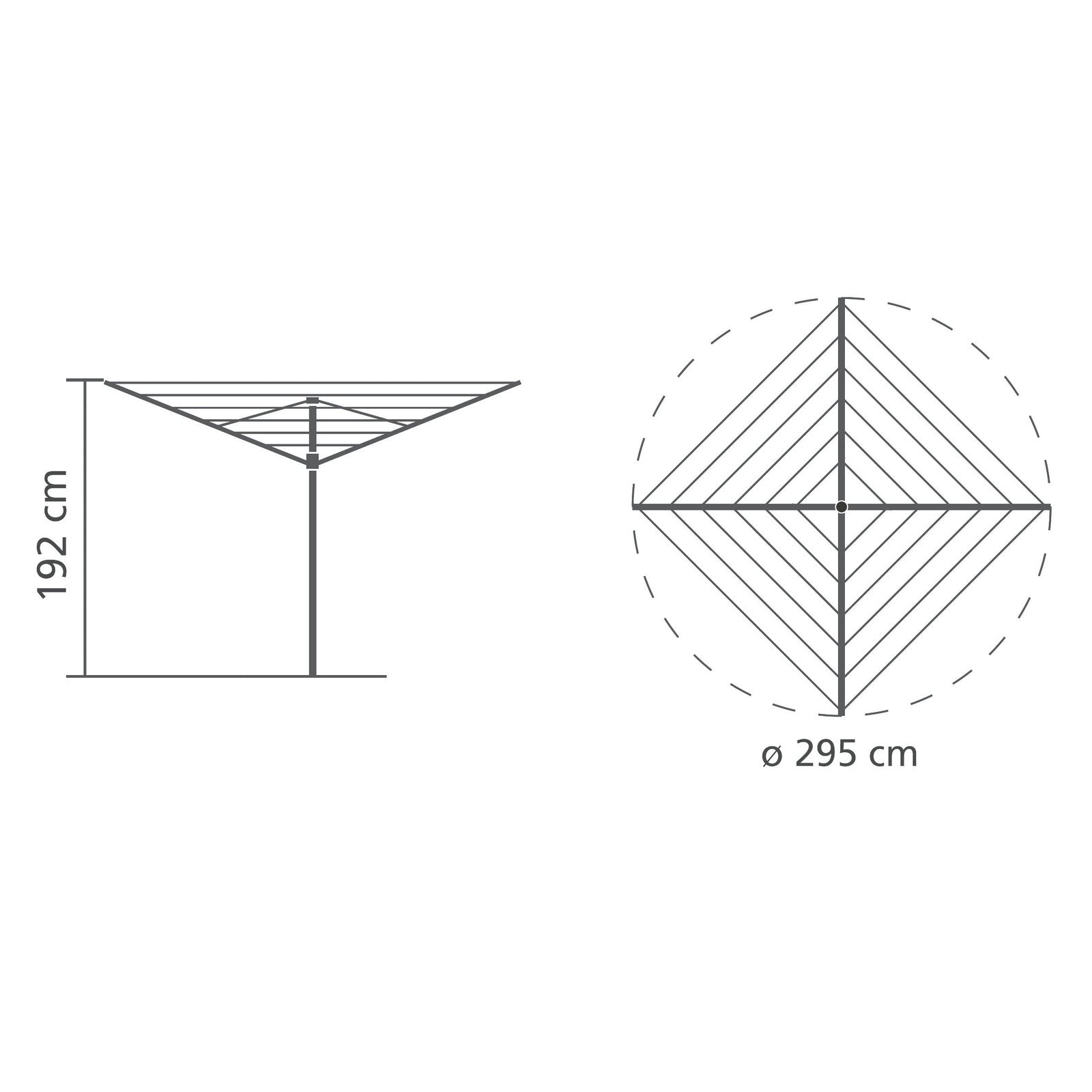 Brabantia Topspinner 4-arm outdoor clothesline with 197ft rotary folding drying rack in a garden setting