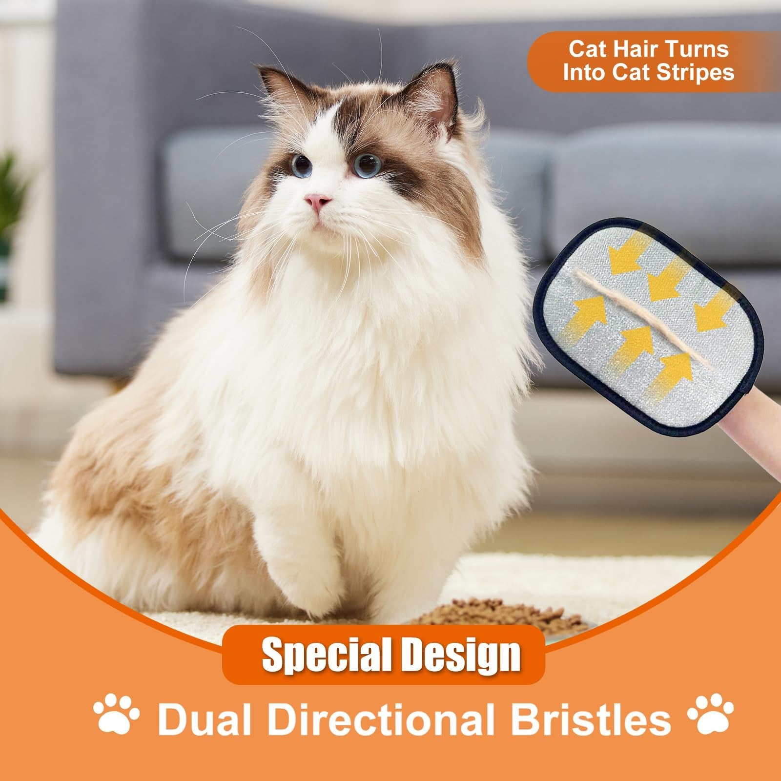 TTIIHOT electrostatic pet hair removal gloves with upgraded design, showing two gloves with textured surfaces for removing pet fur.