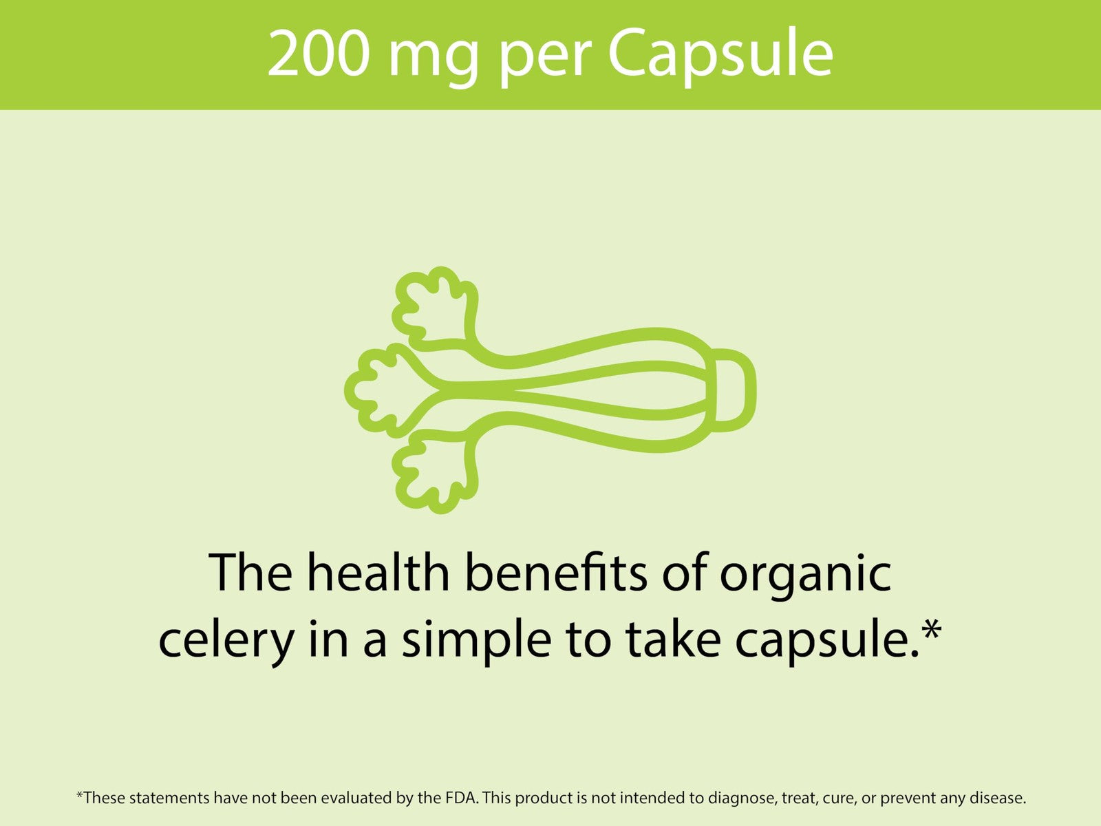 KOYAH Organic Celery Capsules, 200 mg freeze-dried whole-stalk powder, in a clear container with a label showing fresh celery stalks.