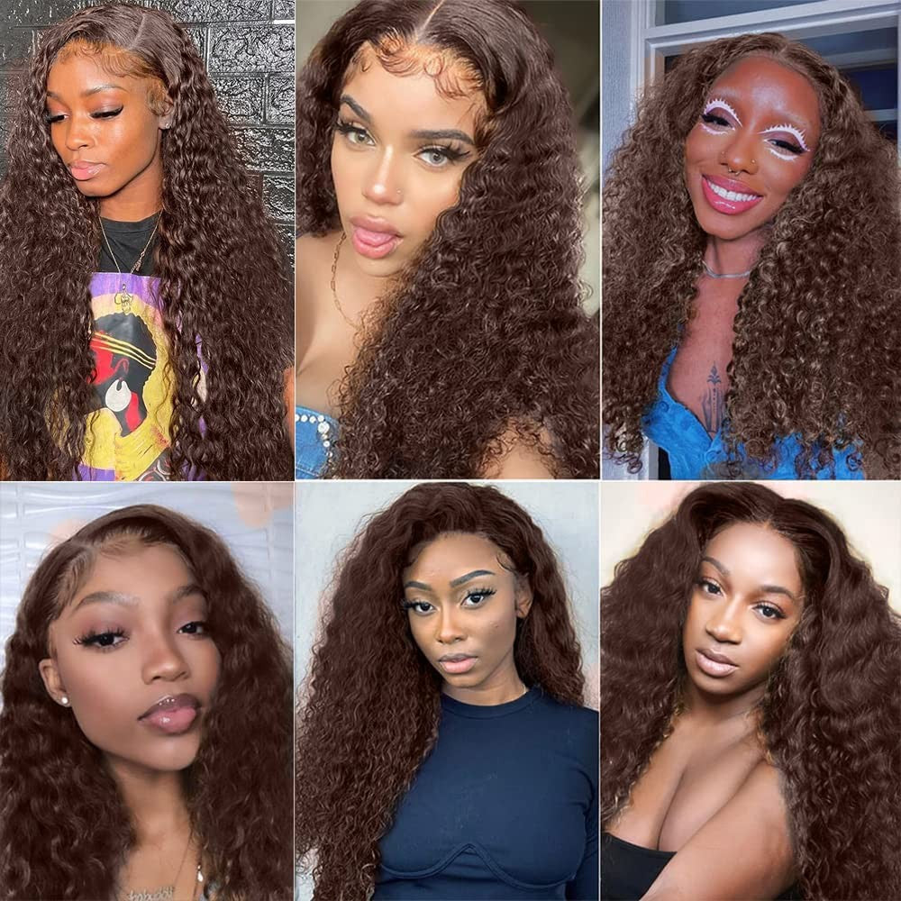 FuivJuix Brown Water Wave Bundles, 22-inch Brazilian Virgin Human Hair, natural texture and full volume.