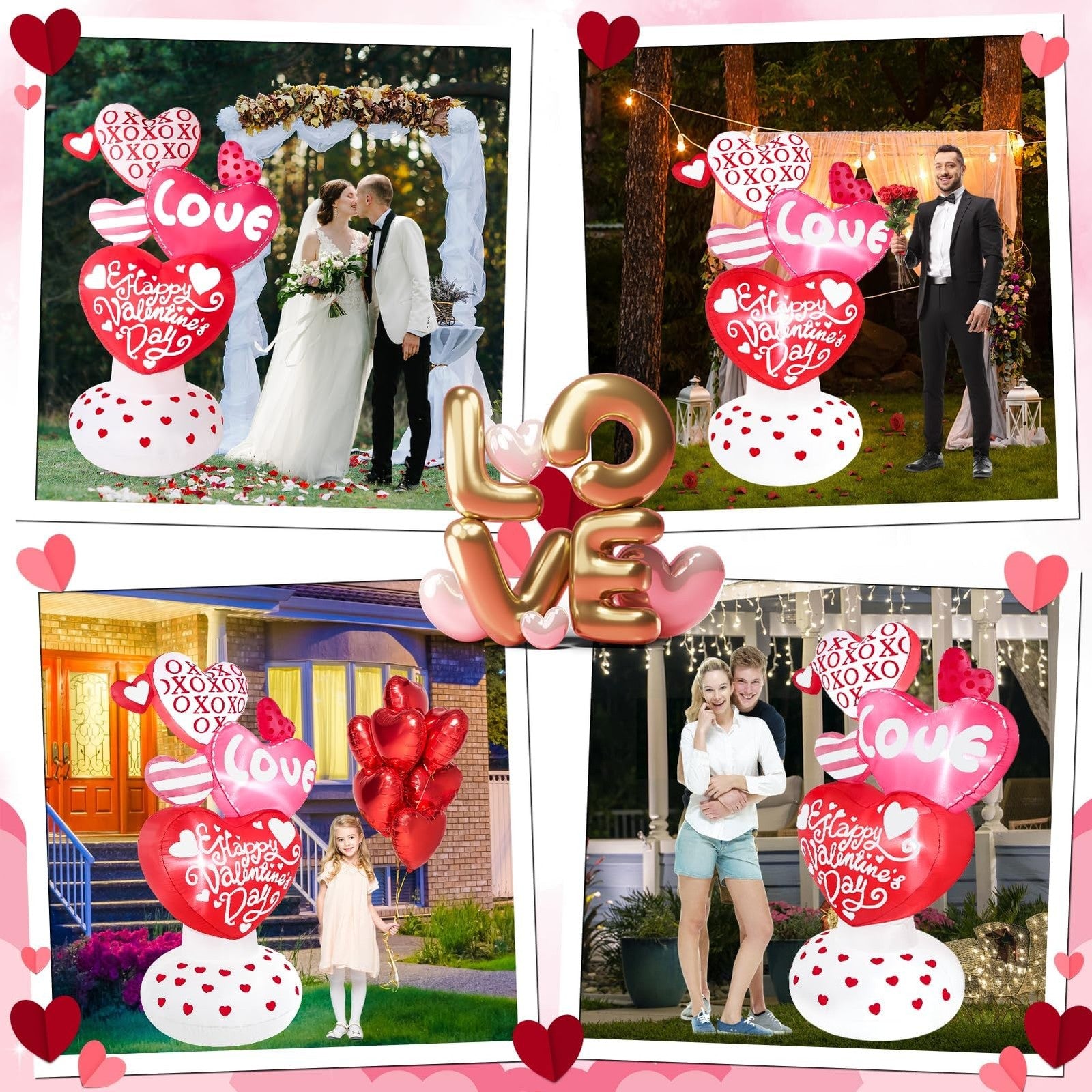 Wabolay 6ft inflatable Valentine love heart decoration for outdoor use, featuring a giant inflatable love heart with festive colors