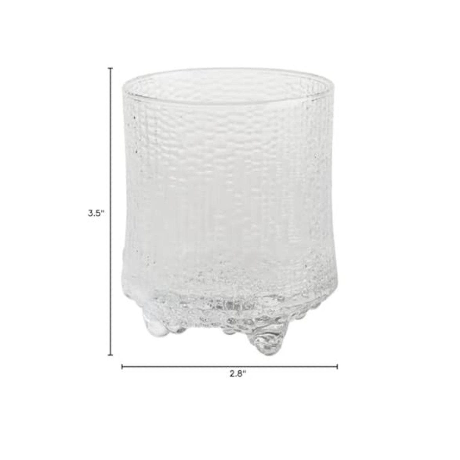 Pair of Iittala Ultima Toure Old Glasses, size S, set of two, featuring clear glass with elegant design and subtle textures.