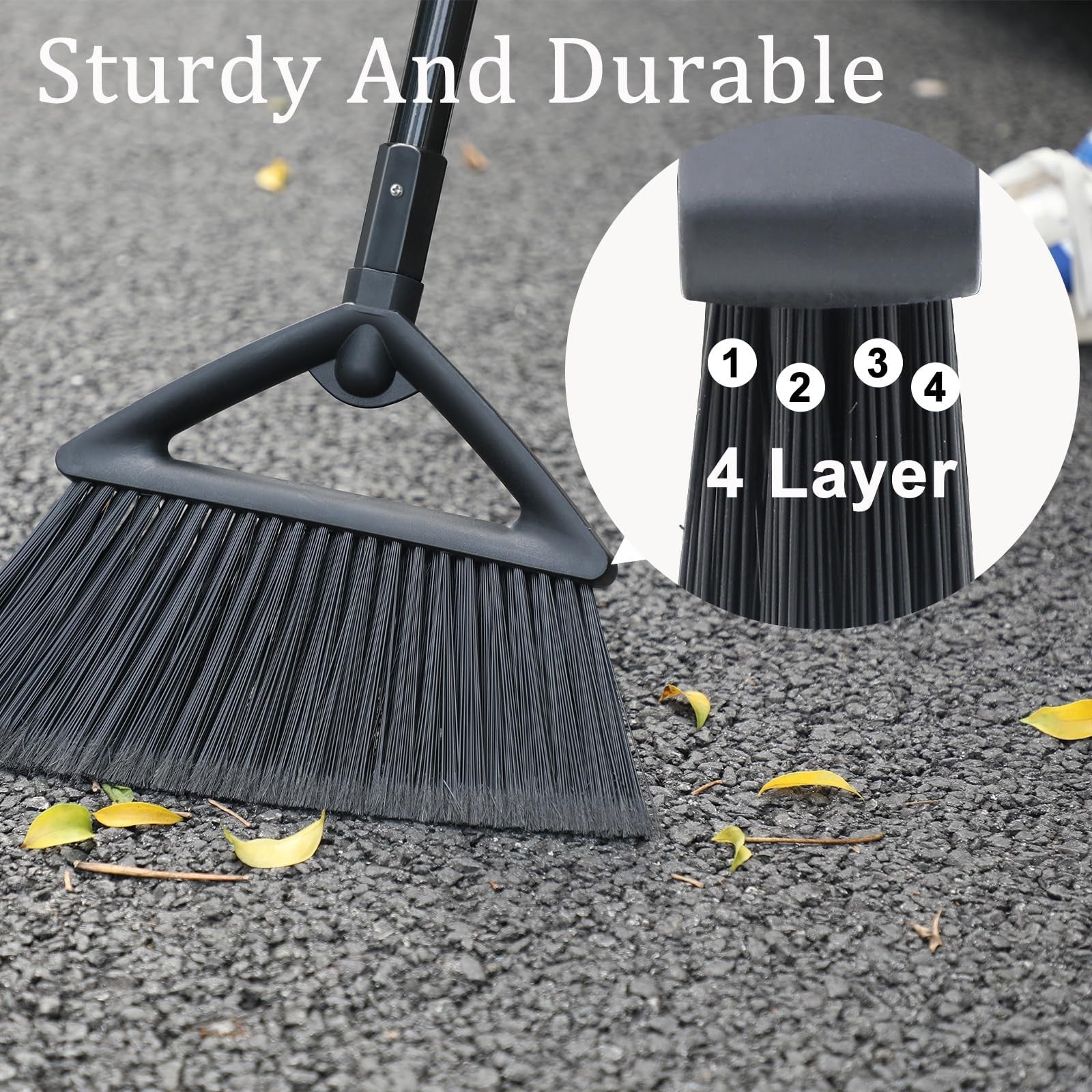 SZJYHQY 4-piece heavy-duty broom set with angled bristles for indoor and outdoor sweeping, durable and easy to handle.