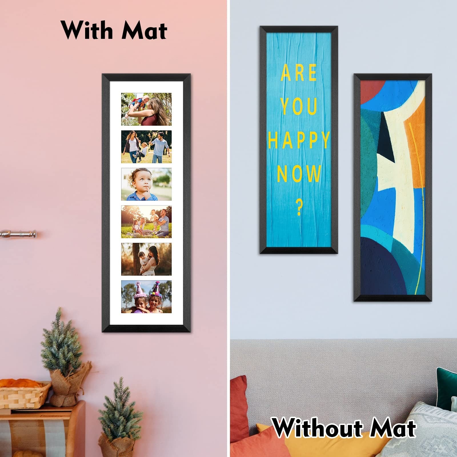 KSROECUD 8x26 collage picture frame with six 4x6 openings for displaying multiple photos in a stylish display.