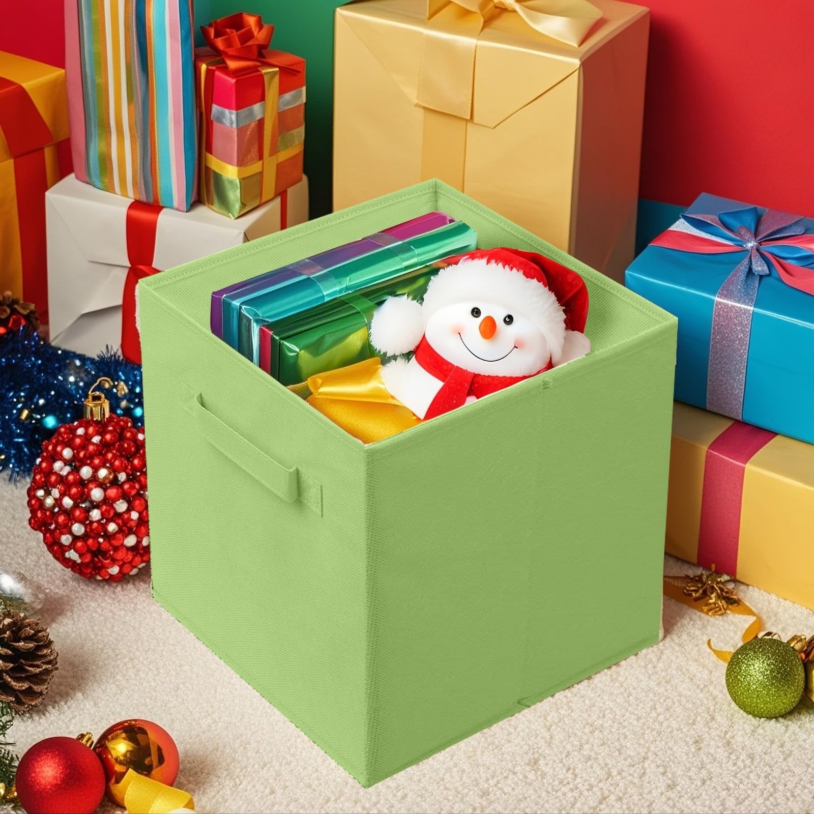 ShellKingdom fabric storage bins with foldable design, cloth organizers for drawers and shelves, in neutral colors.