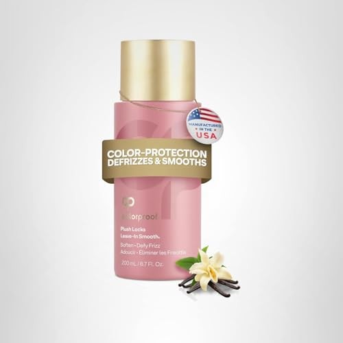 ColorProof Plush Locks Leave-in Smooth Anti-Frizz Lotion for frizz control and hair protection, shown in a sleek bottle.