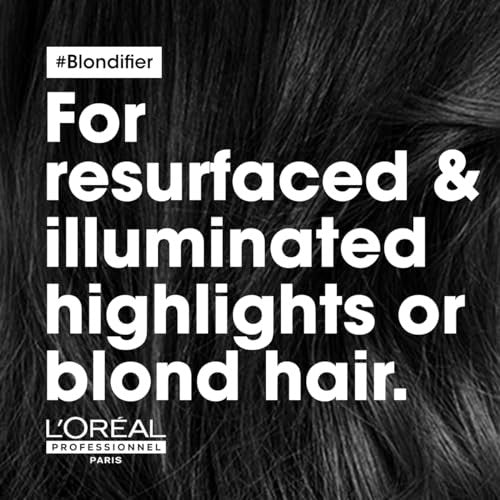 L'Oréal Professionnel Paris Blondifier Mask for nourishing and smoothing blonde hair, shown in a sleek jar with creamy texture.