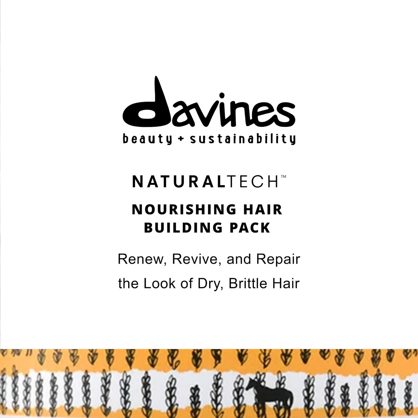 Davines Naturaltech Nourishing Hair Building Pack applied to hair shaft, restoring and restructuring hair for healthier look and feel.