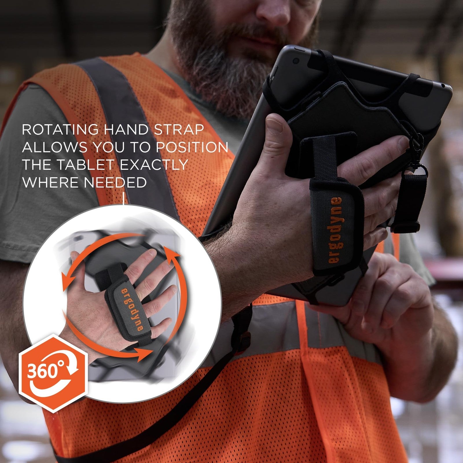 Ergodyne Squids 5549 tablet holder with detachable shoulder strap, designed for secure mobile device carrying and easy accessibility.