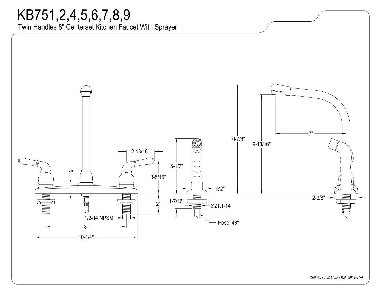 Kingston Brass KB758 high arch kitchen faucet with white sprayer, 7-inch brushed nickel finish, modern kitchen fixture