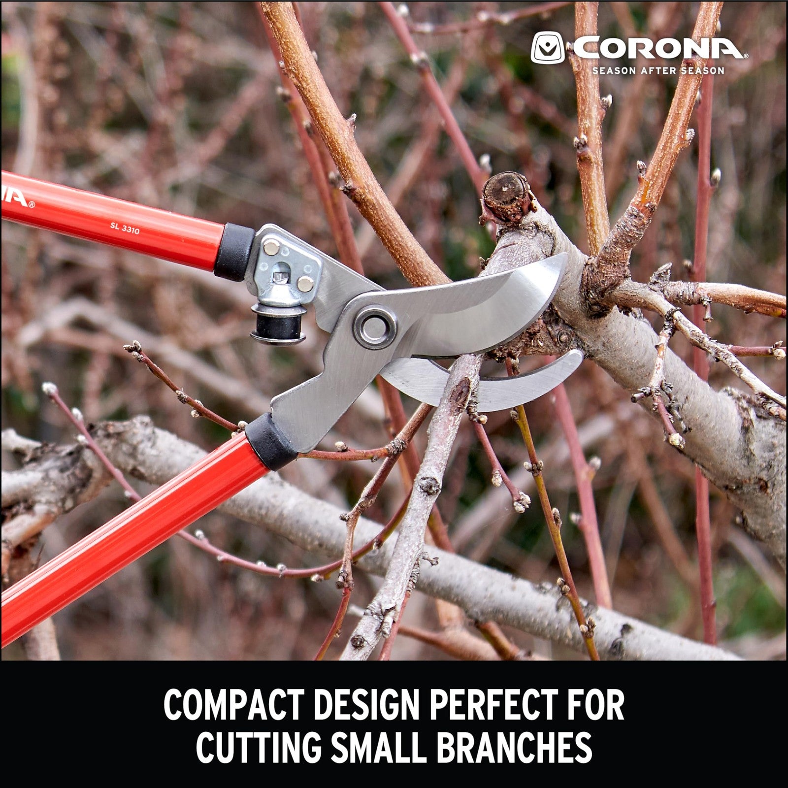 Corona SL 3310 Bypass lopper with 24-inch steel handles and 1.5-inch cutting capacity, ideal for pruning and garden work.