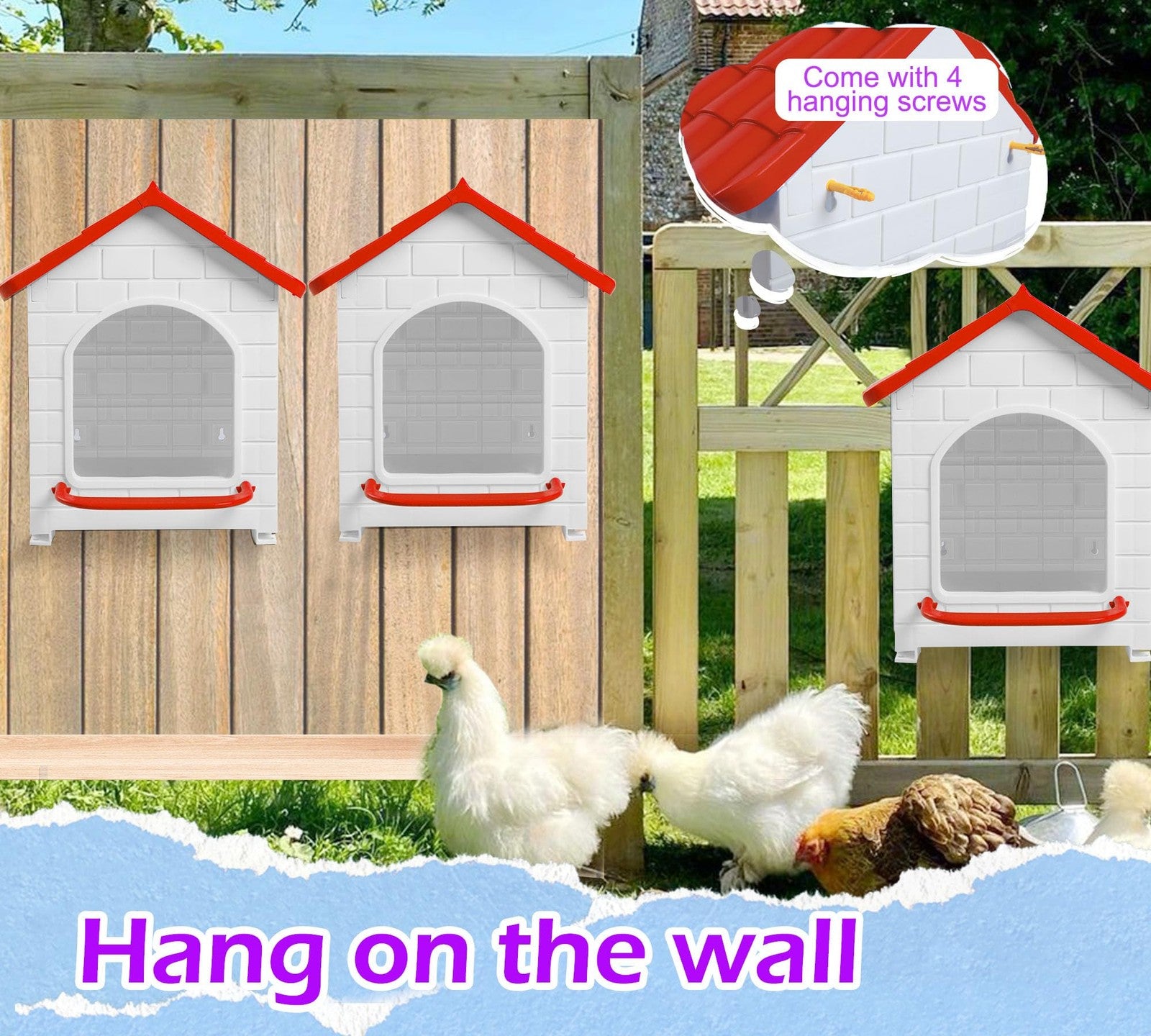 Rockever waterproof chicken nesting box for hens, with a cozy interior for laying eggs in poultry coops.