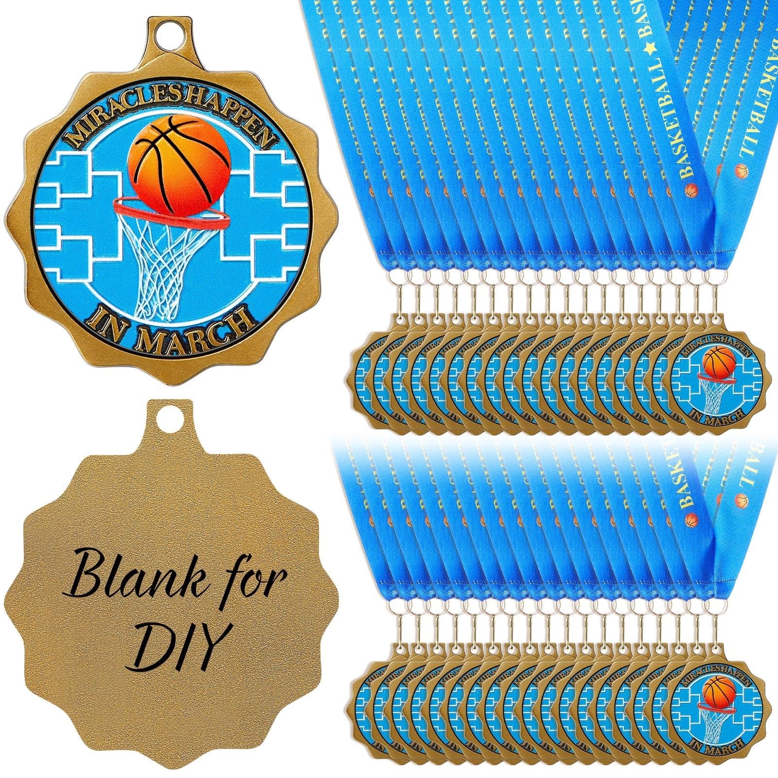 Loetere 12/24/36 Pcs 2.56-inch sports award medals with neck ribbons, perfect for winners and recognition ceremonies.