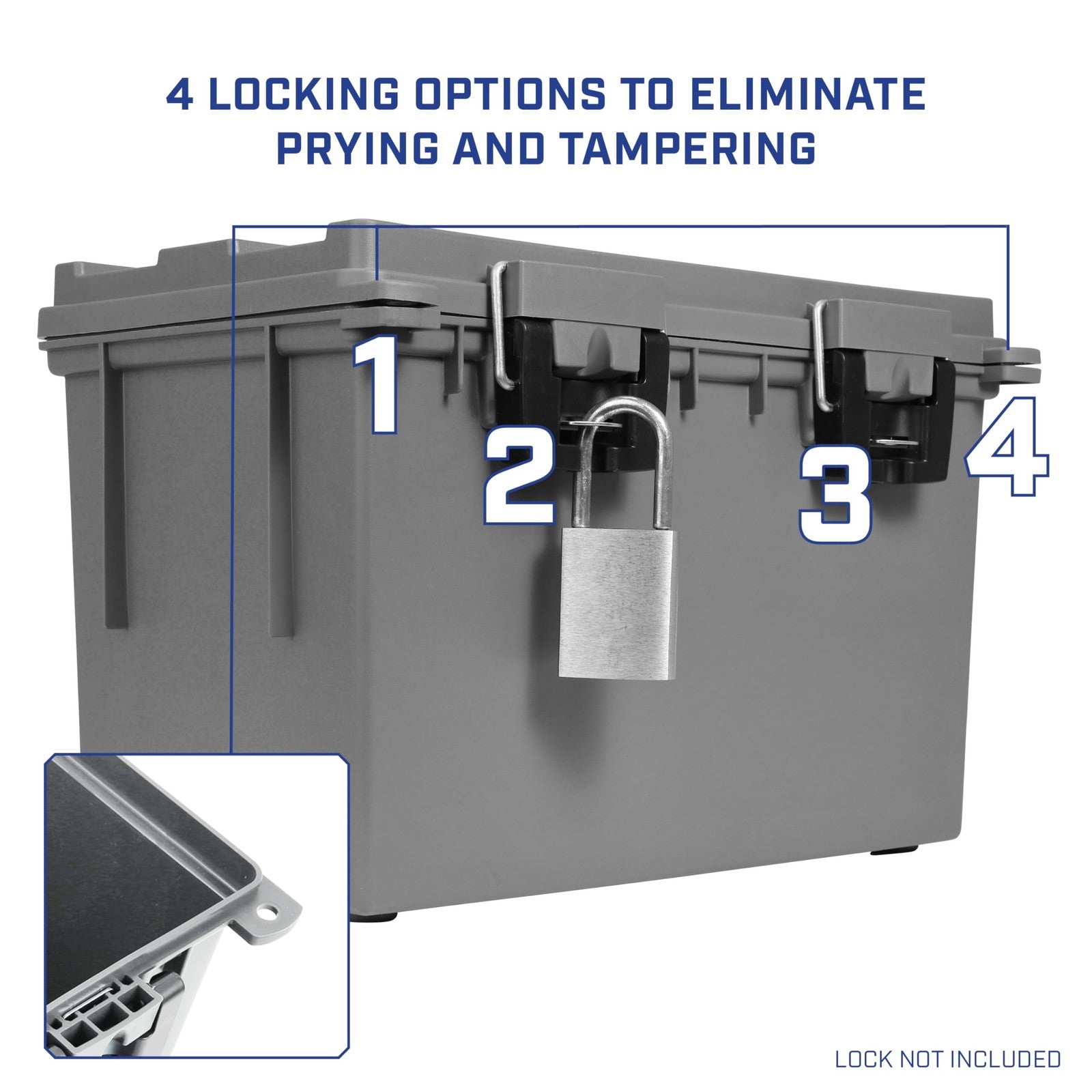 Two Sheffield 12775 XL storage bins with lids stacked together, showcasing their clear plastic design and secure lids for organization.