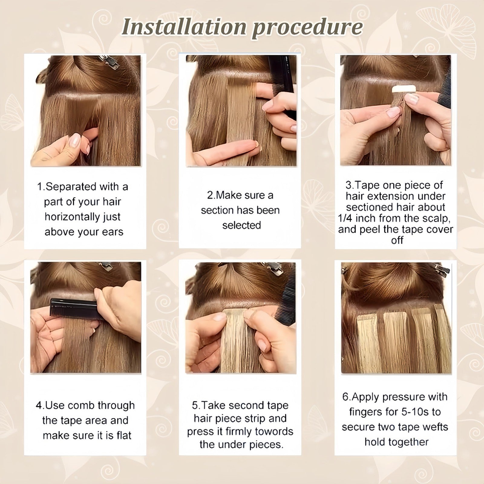 LAKASTATR 22-inch human hair seamless tape-in hair extensions in shade #4 M, showing smooth, straight hair with tape-in application.