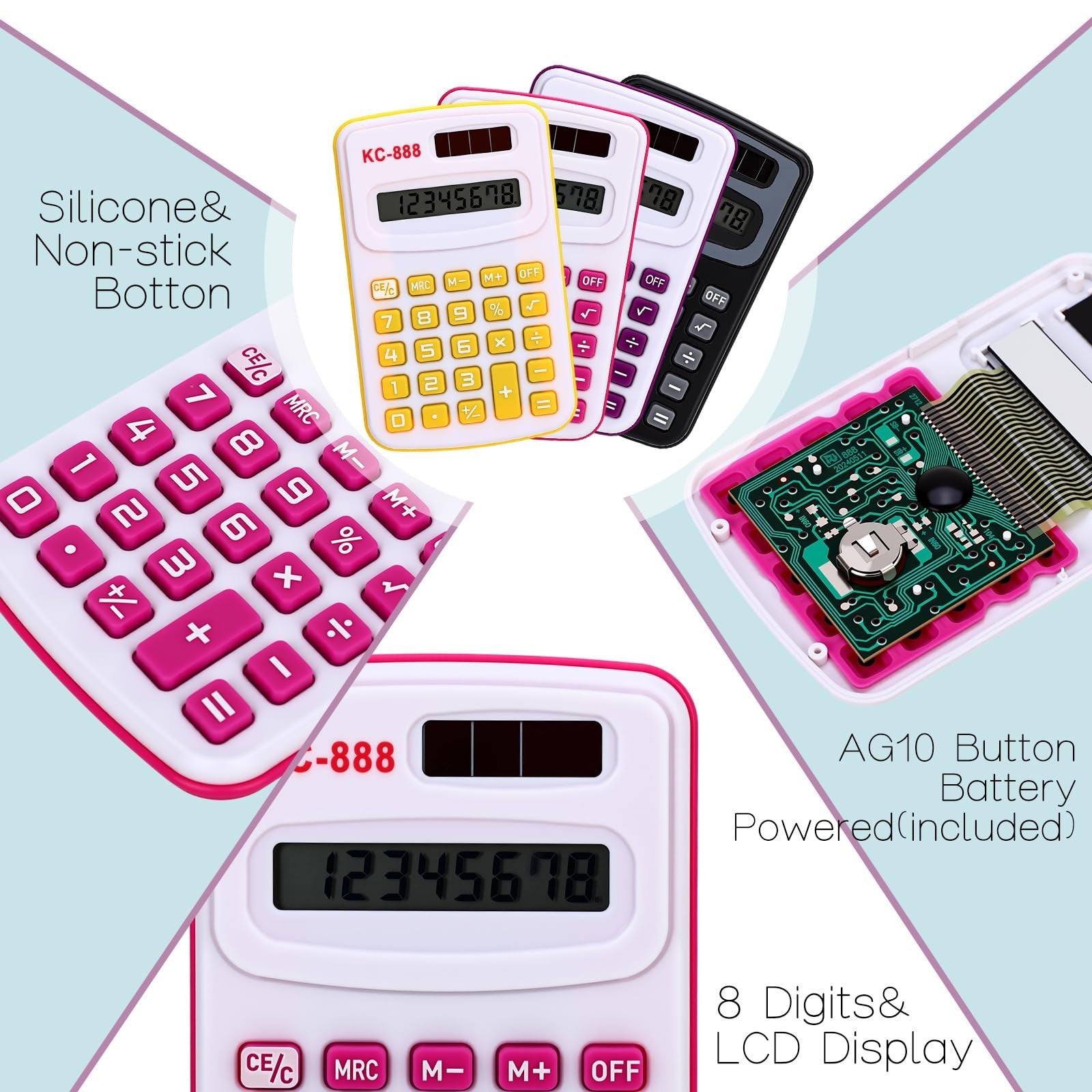 Yunsailing 48-pack of small pocket calculators with 4-function, battery-powered design, shown in a bulk pack arrangement