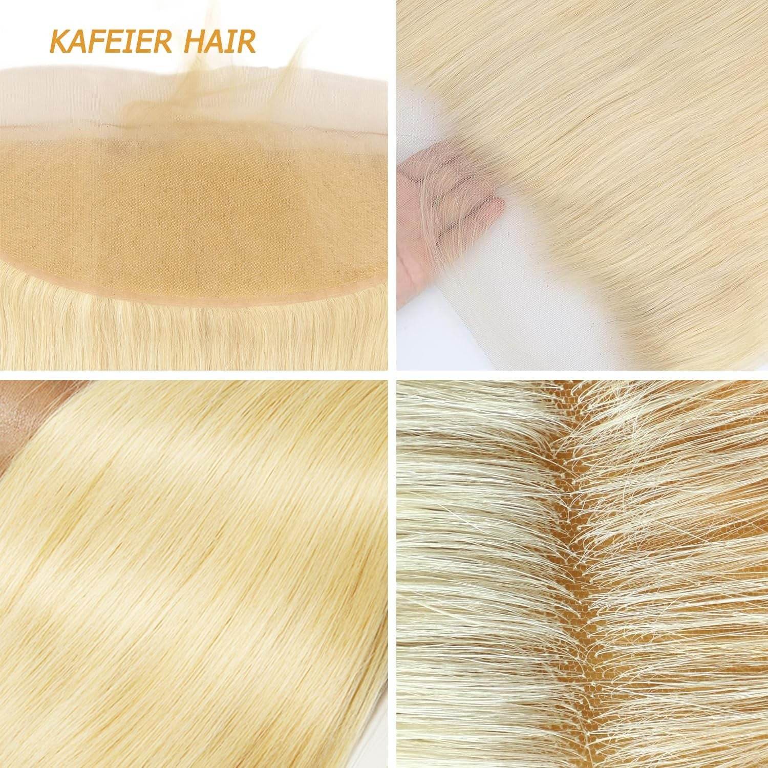 KAFEIER 13X4 HD 613 blonde straight human hair lace frontal closure