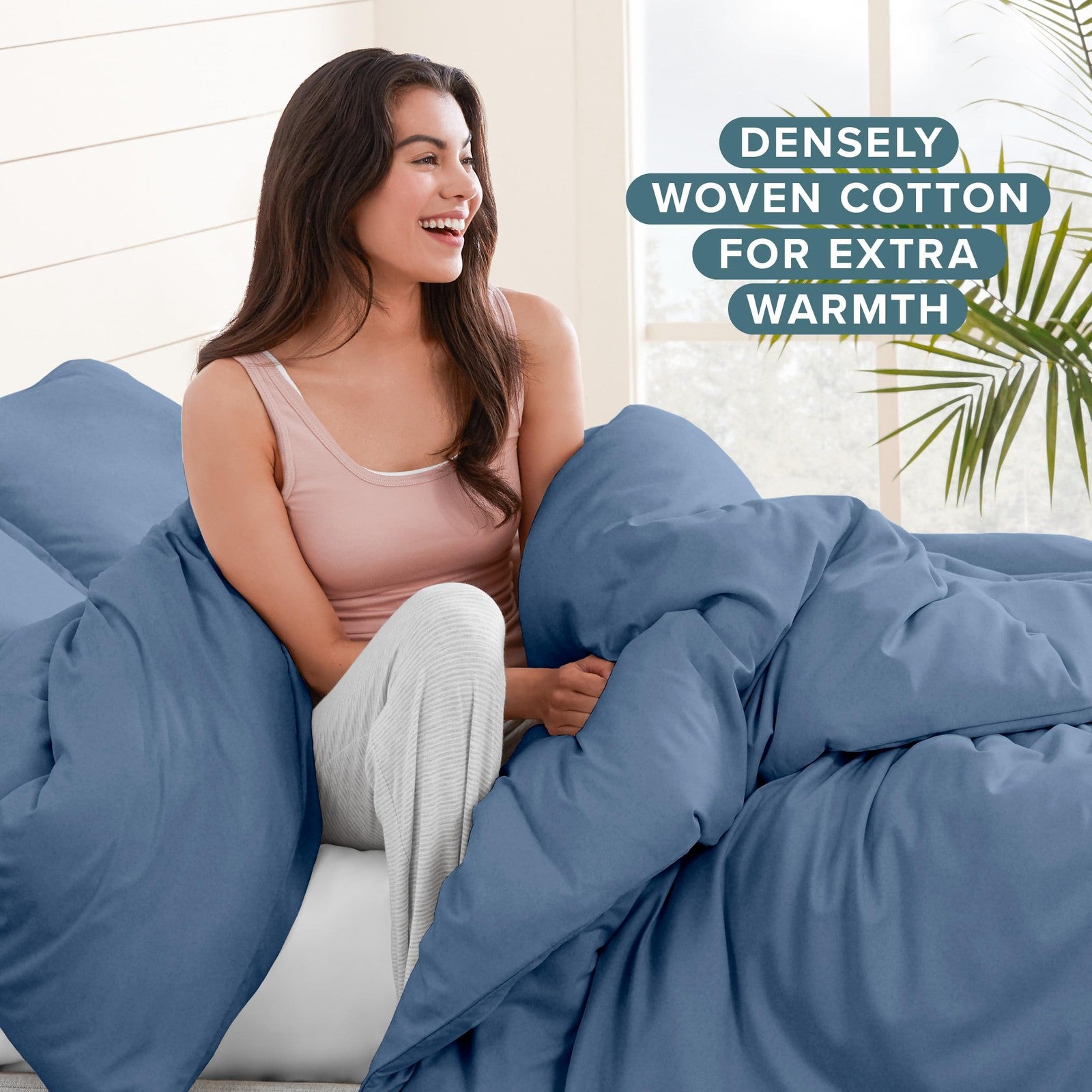 Bare Home king flannel duvet cover set with soft, heavyweight 100% cotton fabric, showing the cozy, velvety texture and classic plaid pattern.