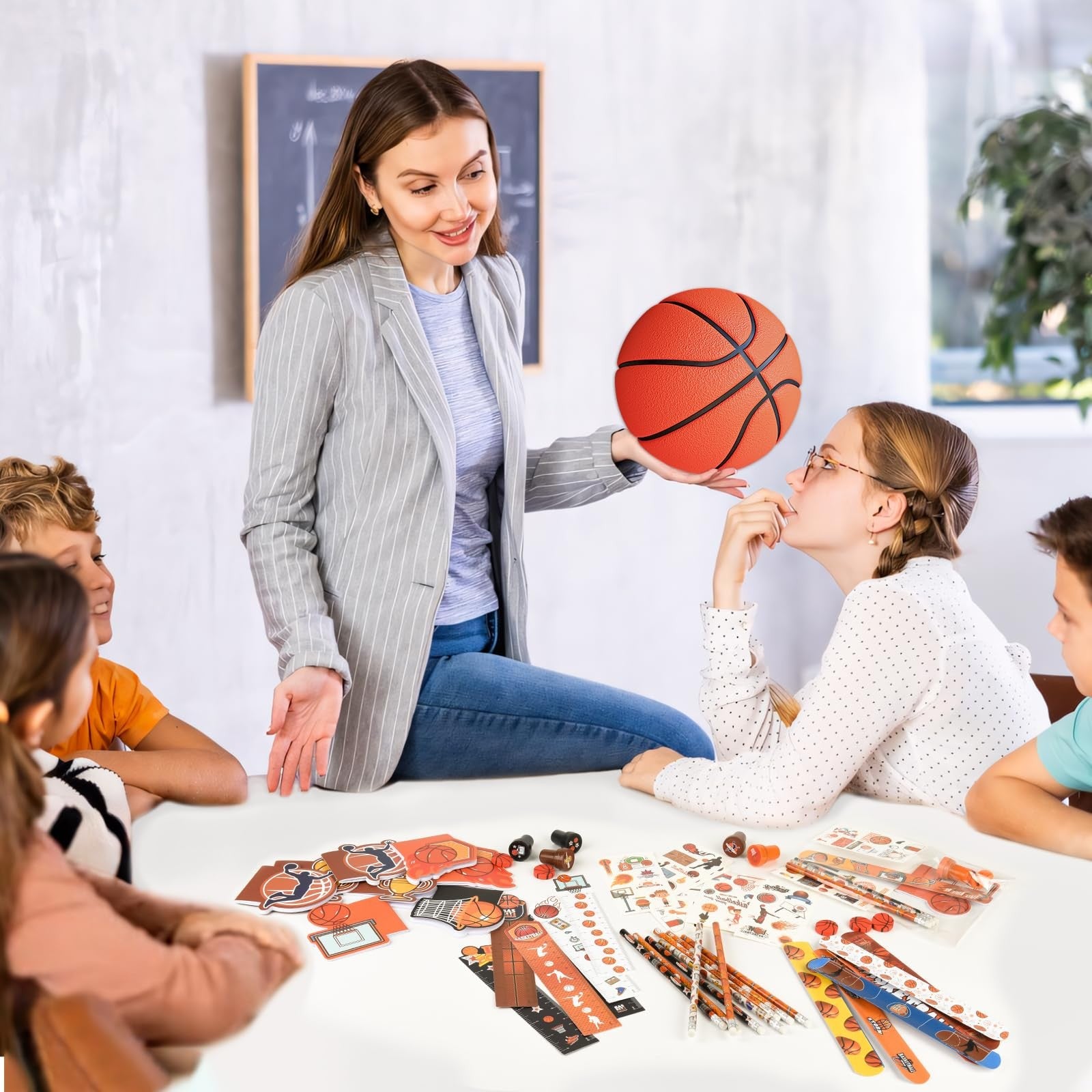 Ulema 216-piece basketball-themed stationery set featuring basketball designs, ideal for birthday gifts and team supplies