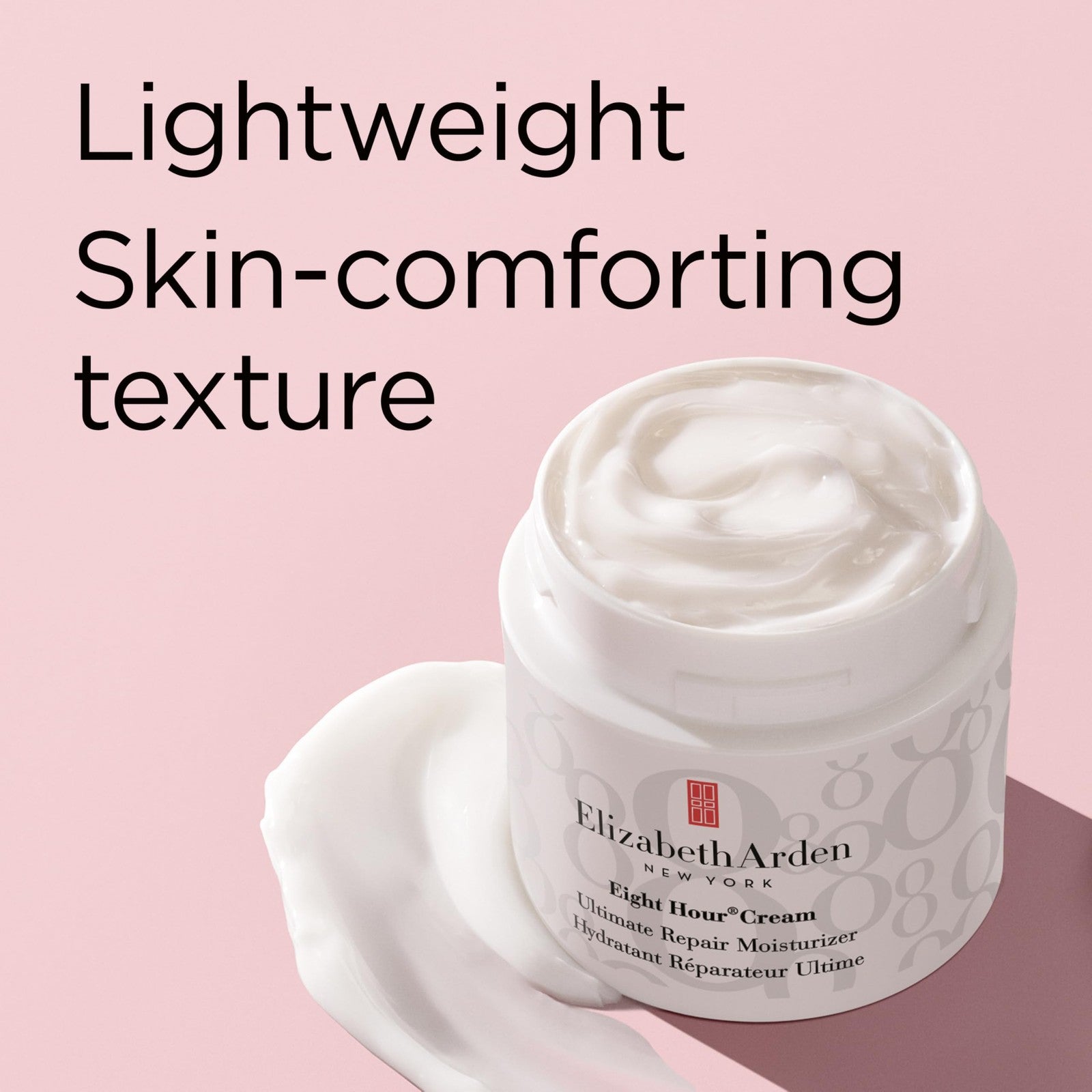 Elizabeth Arden Eight Hour Cream Ultimate Repair Moisturizer for face, featuring a sleek jar of nourishing skin care cream.
