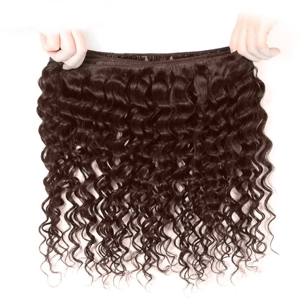FuivJuix brown water wave hair bundles, 22-inch Brazilian virgin human hair, natural texture and full volume.