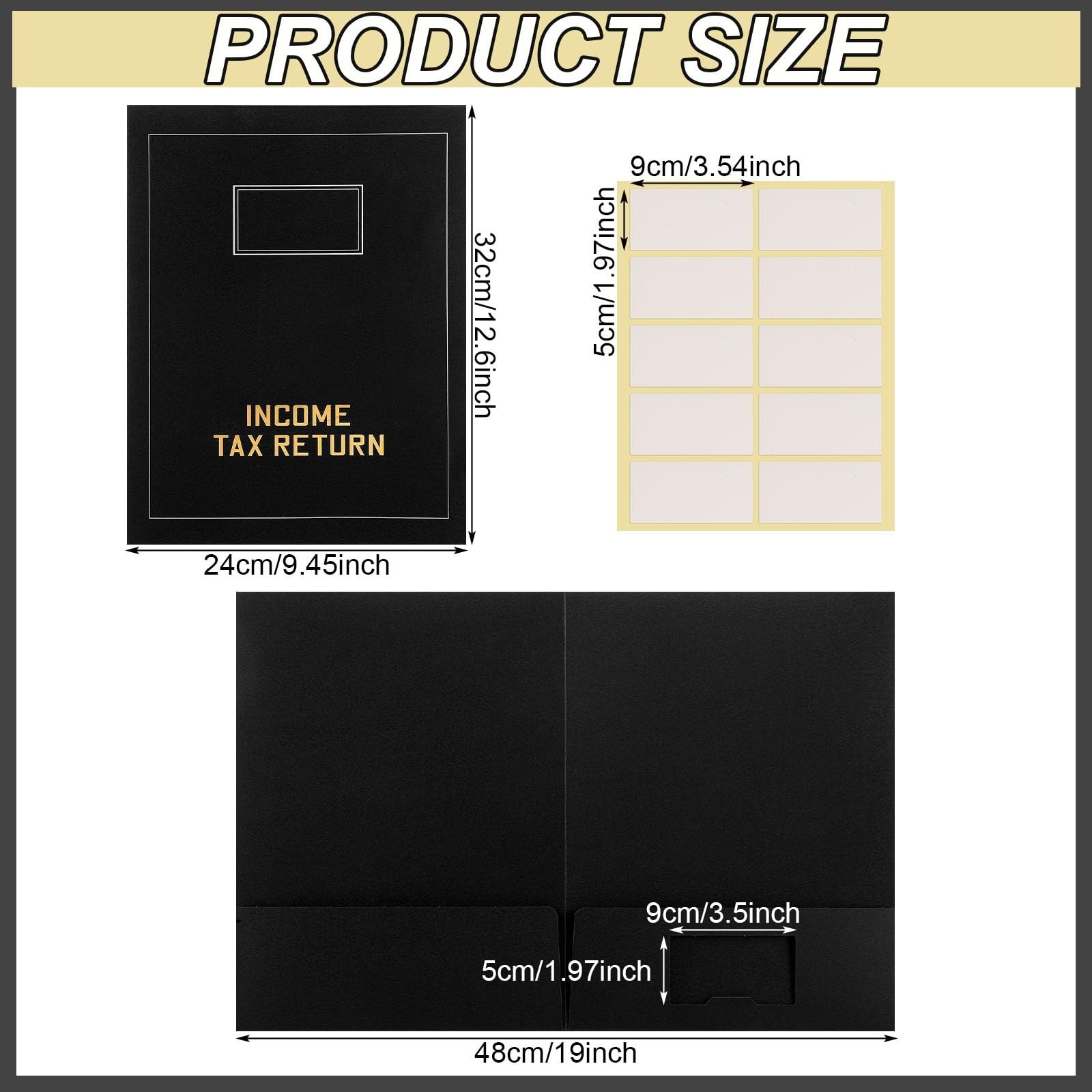 Kisston 25-pack of gold foil stamped tax return folders with 2 pockets for income tax documents and organization.