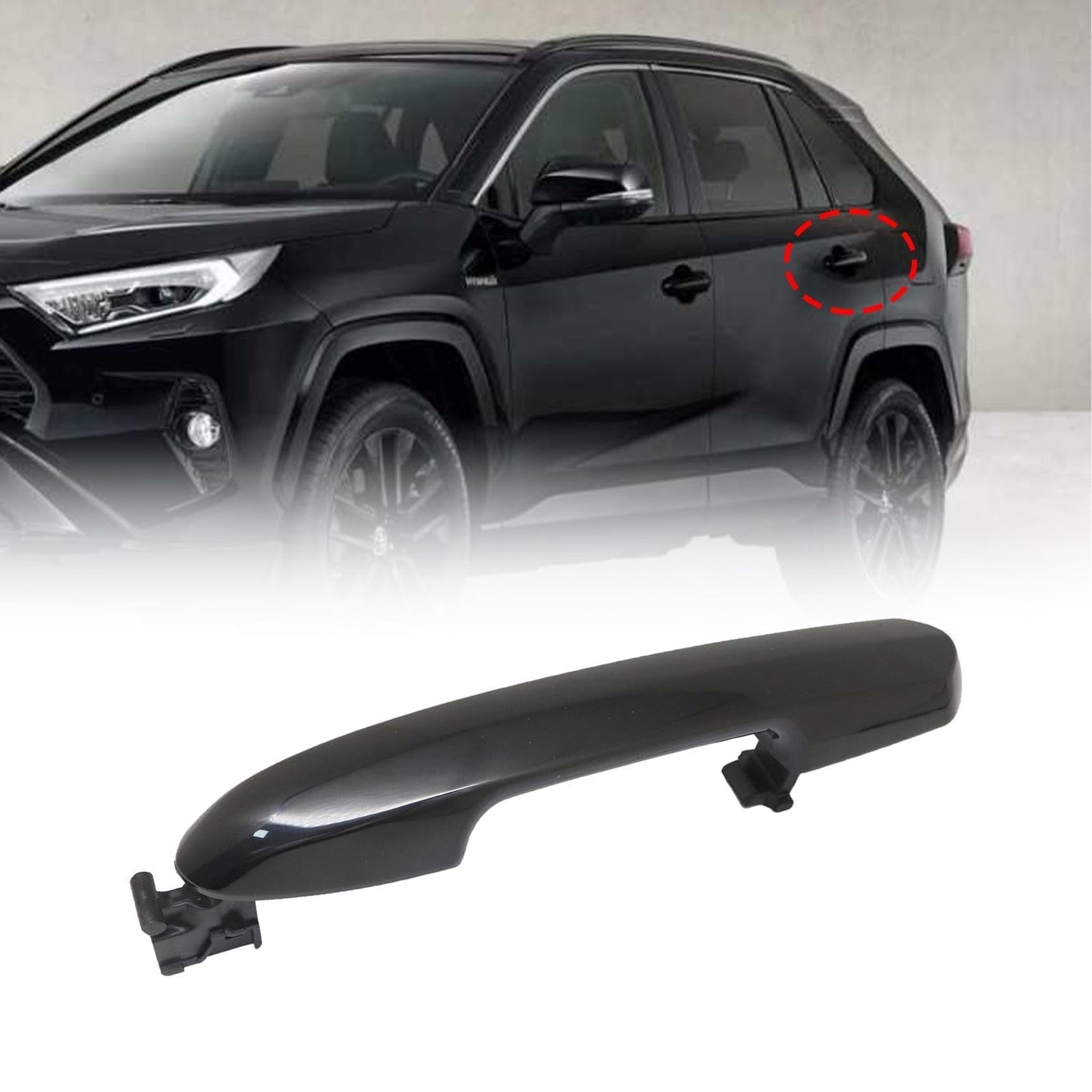 FZJDSD exterior door handle for rear left driver or right passenger side, black plastic replacement for car door.