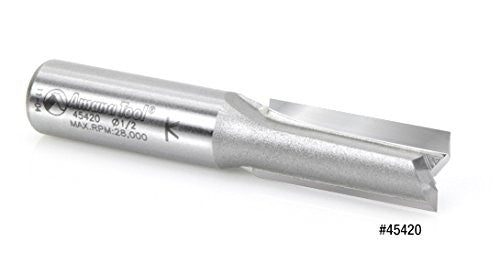 Amana Tool 45433 carbide-tipped straight plunge router bit, 5/8" diameter, 2" length, 1/2" shank, for woodworking.