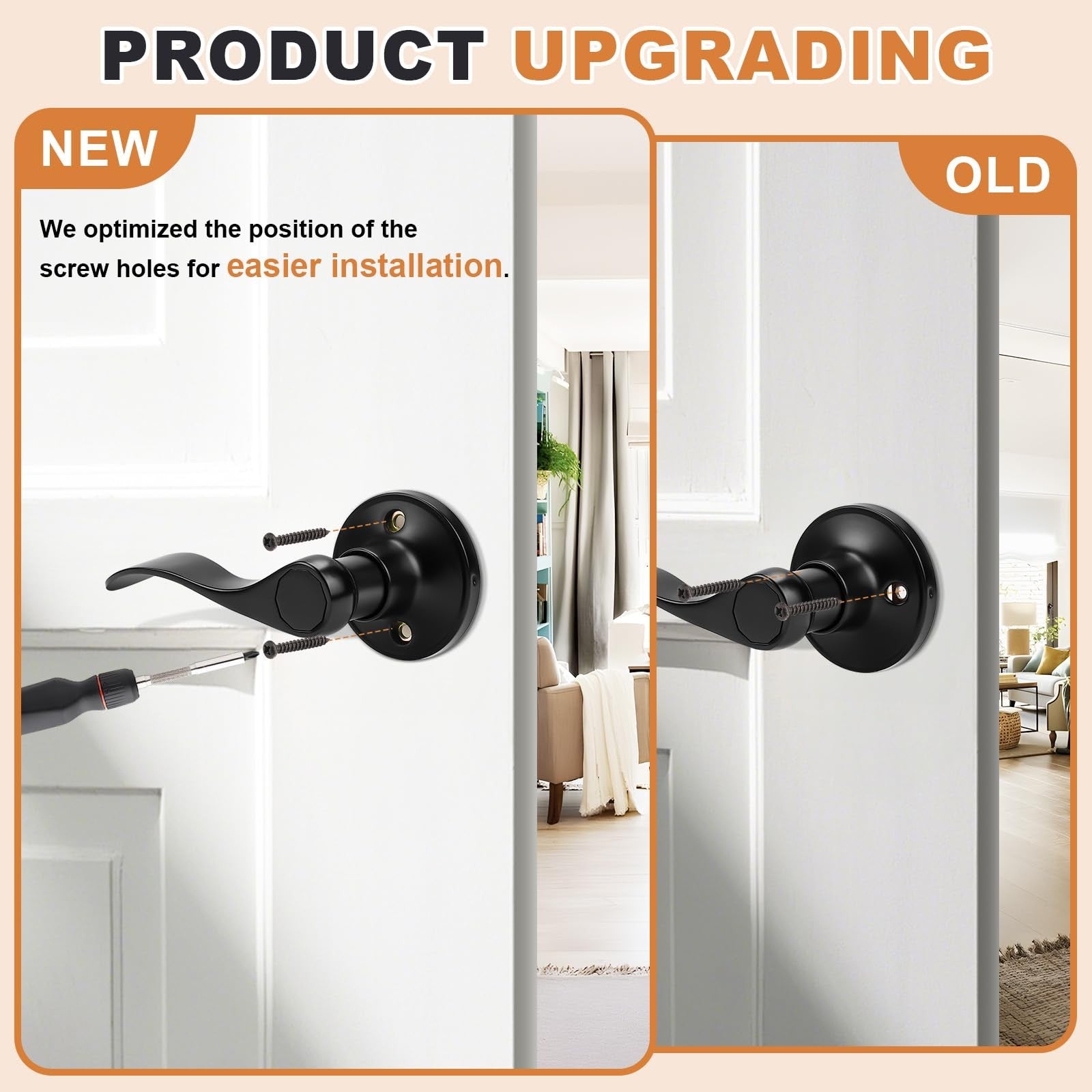 Set of four black Probrico dummy door handles, interior lever handles without locks, designed for interior doors.