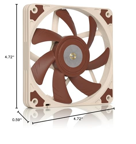 Noctua NF-A12x15 PWM slim 120x15mm brown quiet fan with 4-pin connector, designed for computer cooling and airflow optimization.