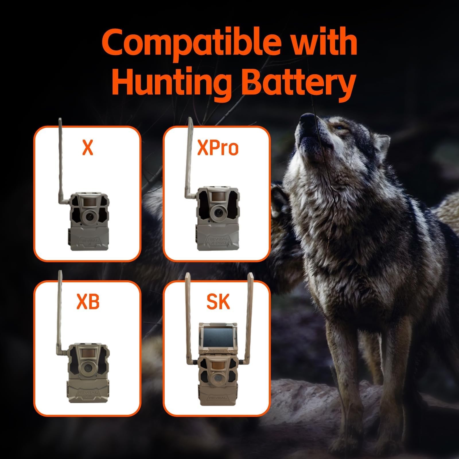 Azonpower 6000mAh rechargeable lithium battery pack for Reveal trail camera, shown with battery terminals and branding.