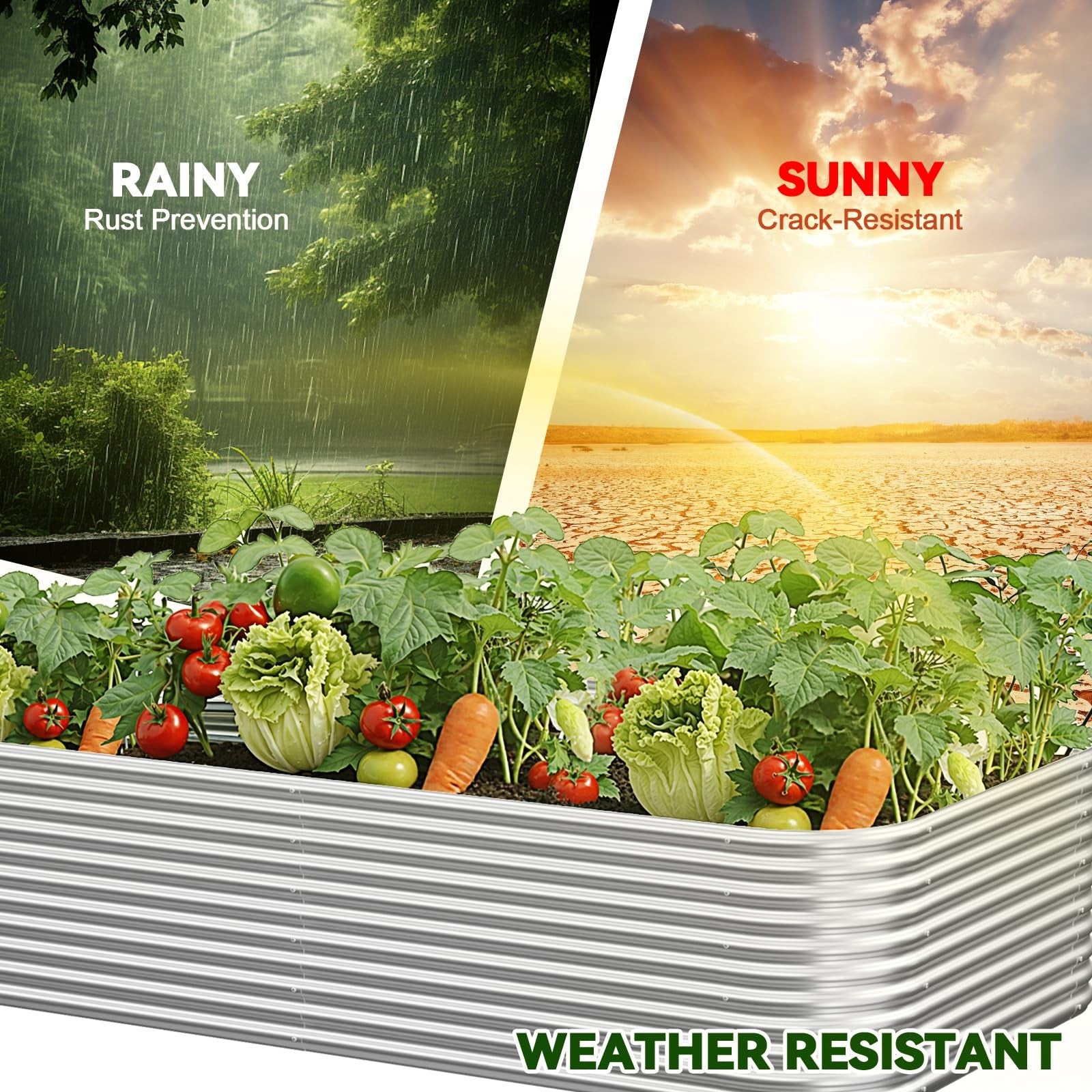 Three galvanized steel raised garden beds, 4x2 feet, with tall sides, designed for gardening. Unbranded 3-pack.