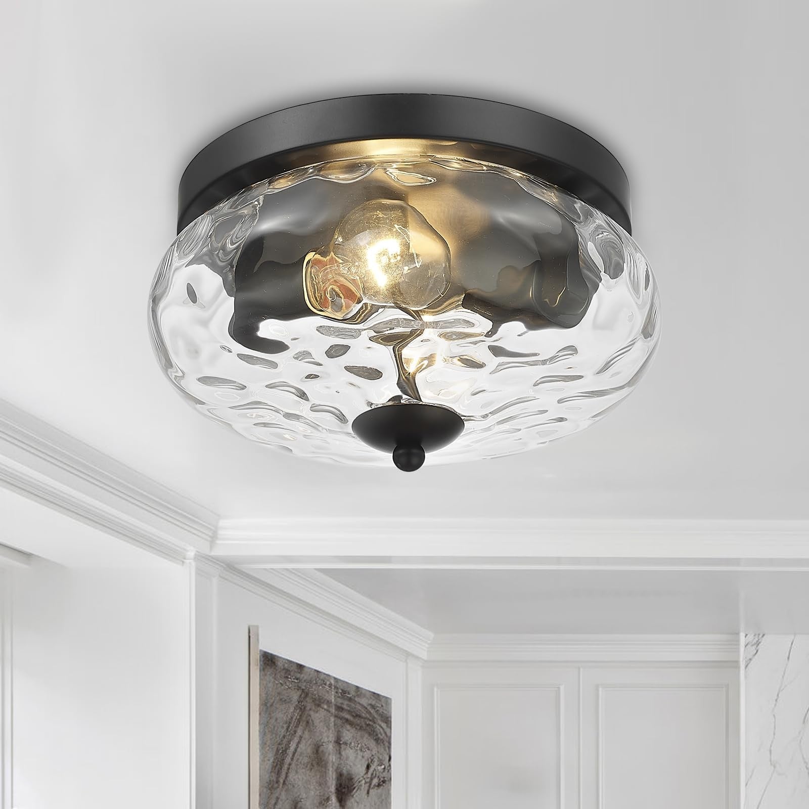 Darkaway flush mount ceiling light fixture with a sleek indoor outdoor design, featuring a dark finish and modern style.