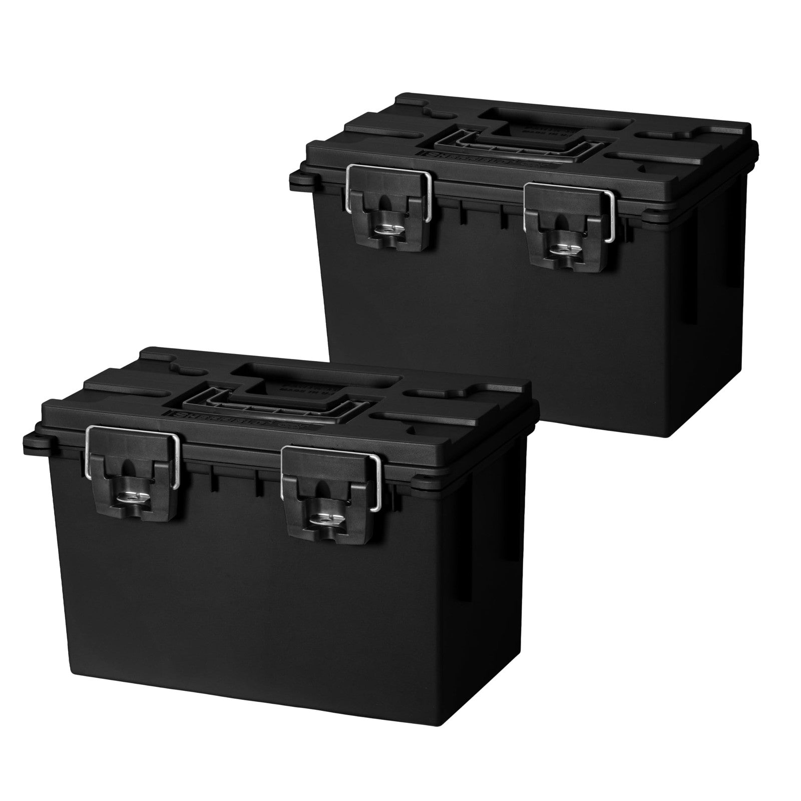 Sheffield 12773 XL storage bins with lids, 2-pack, stackable plastic storage containers for organizing household or office items