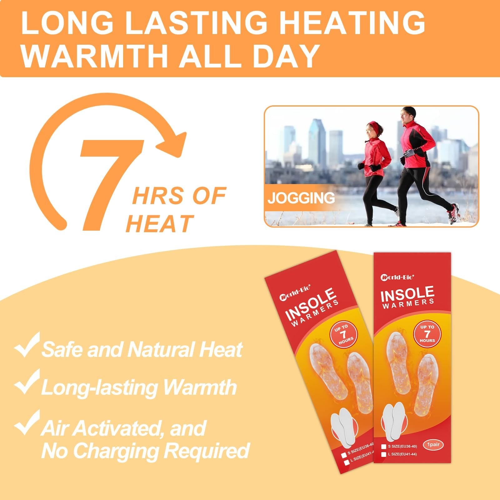 Disposable Blobuste insole foot warmers, ultra-thin and long-lasting, designed for men to keep feet warm and comfortable.