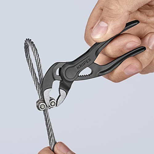 Knipex Cobra XS water pump pliers with adjustable jaws and red grips, designed for plumbing and gripping tasks.