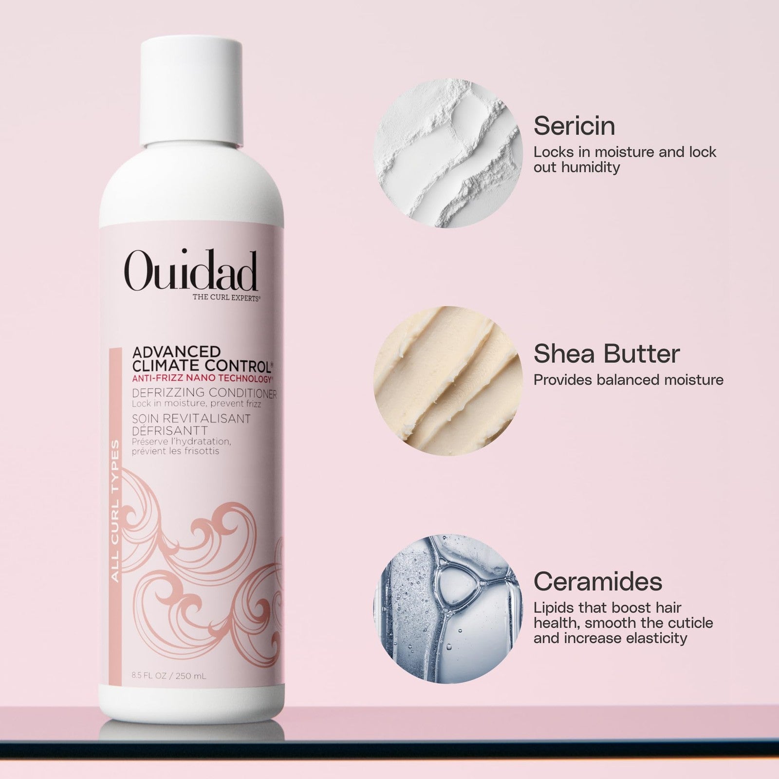 Ouidad Frizz-Free Wash Day Hair Care Kit for curly hair, featuring anti-frizz products and advanced curl control.