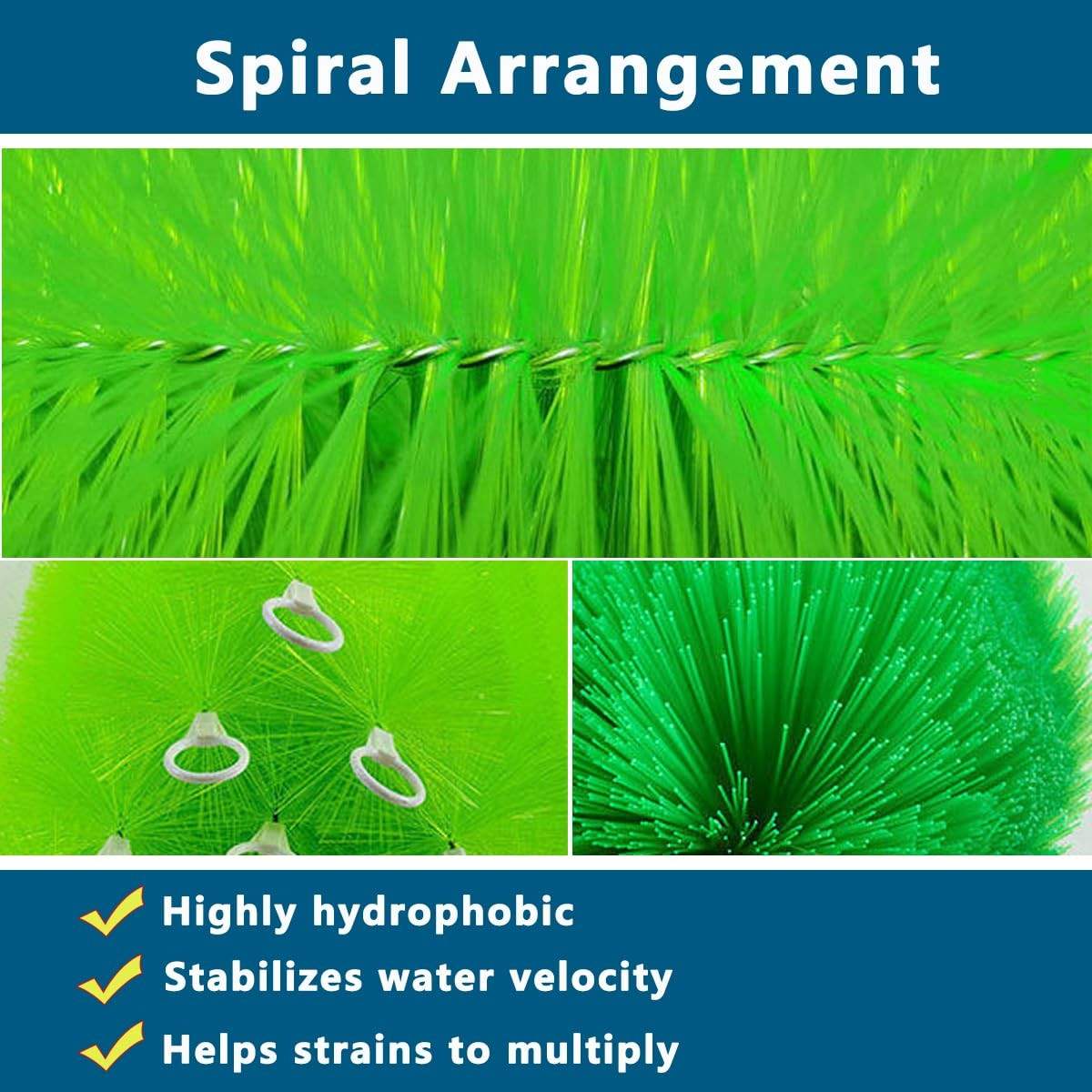 RINOO 10 Pack green PET filter brushes for koi pond and aquarium filtration system