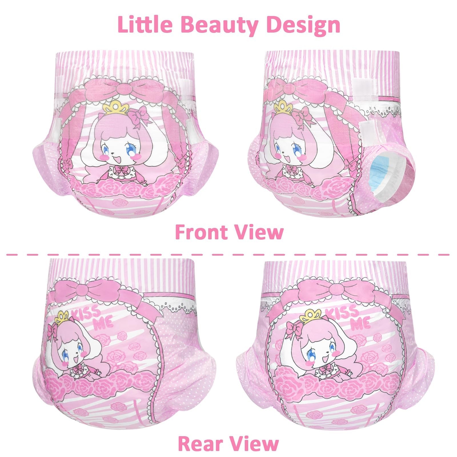 Set of 10 Littleforbig Little Beauty M adult printed cloth back diapers, showing soft, absorbent fabric and adjustable waistband.