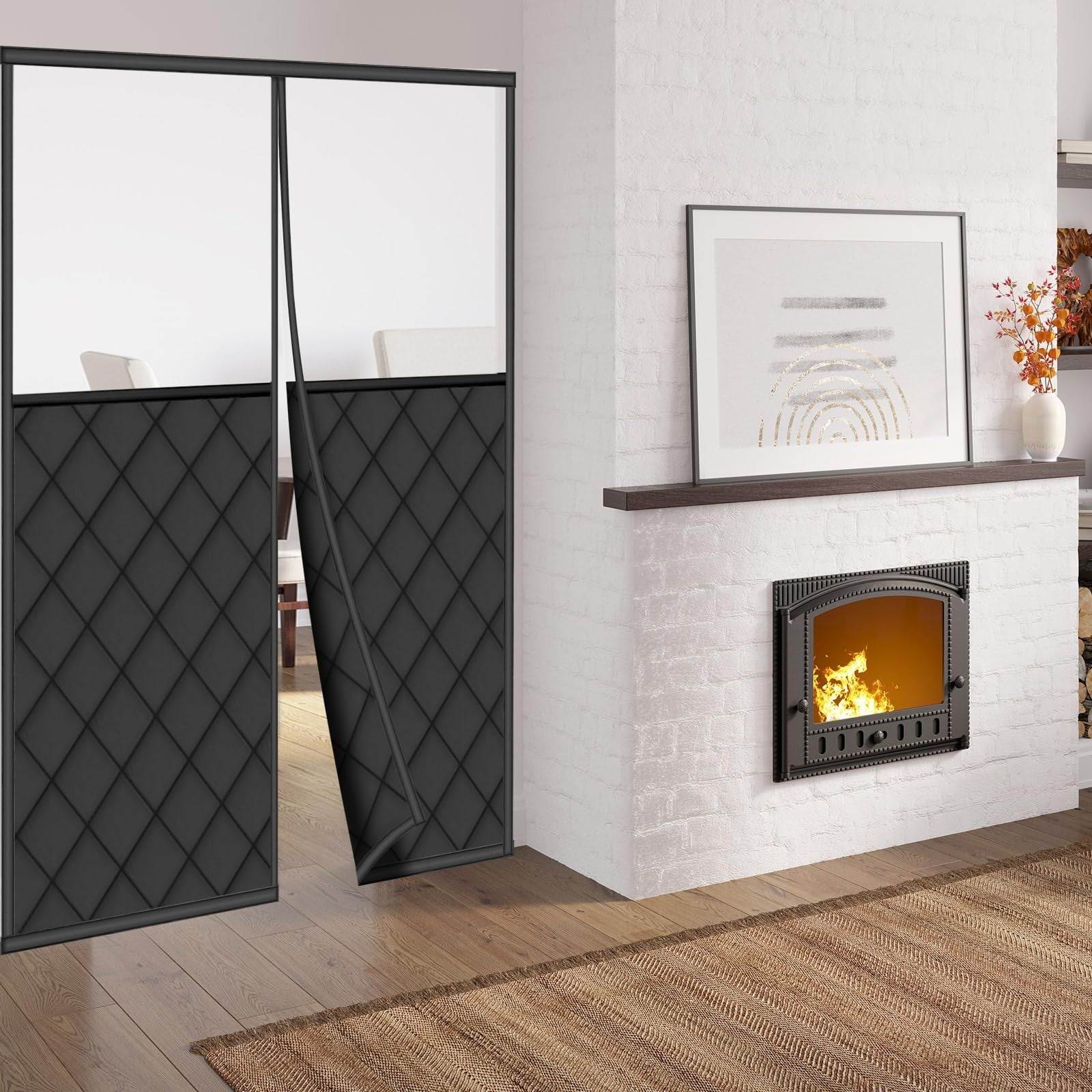 Peryiter magnetic thermal insulated door curtain in waterproof Oxford fabric, 72x80 inches, with magnetic closure for easy access.