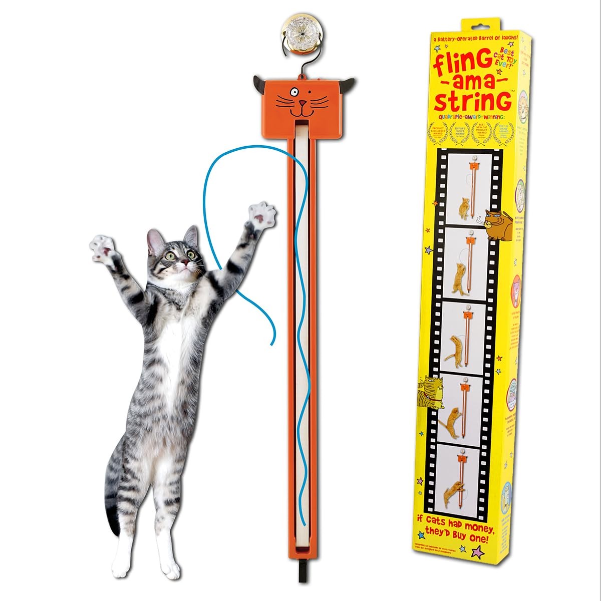 Moody Pet Fling-AMA-String cat toy with colorful string and playful design for feline entertainment and exercise.