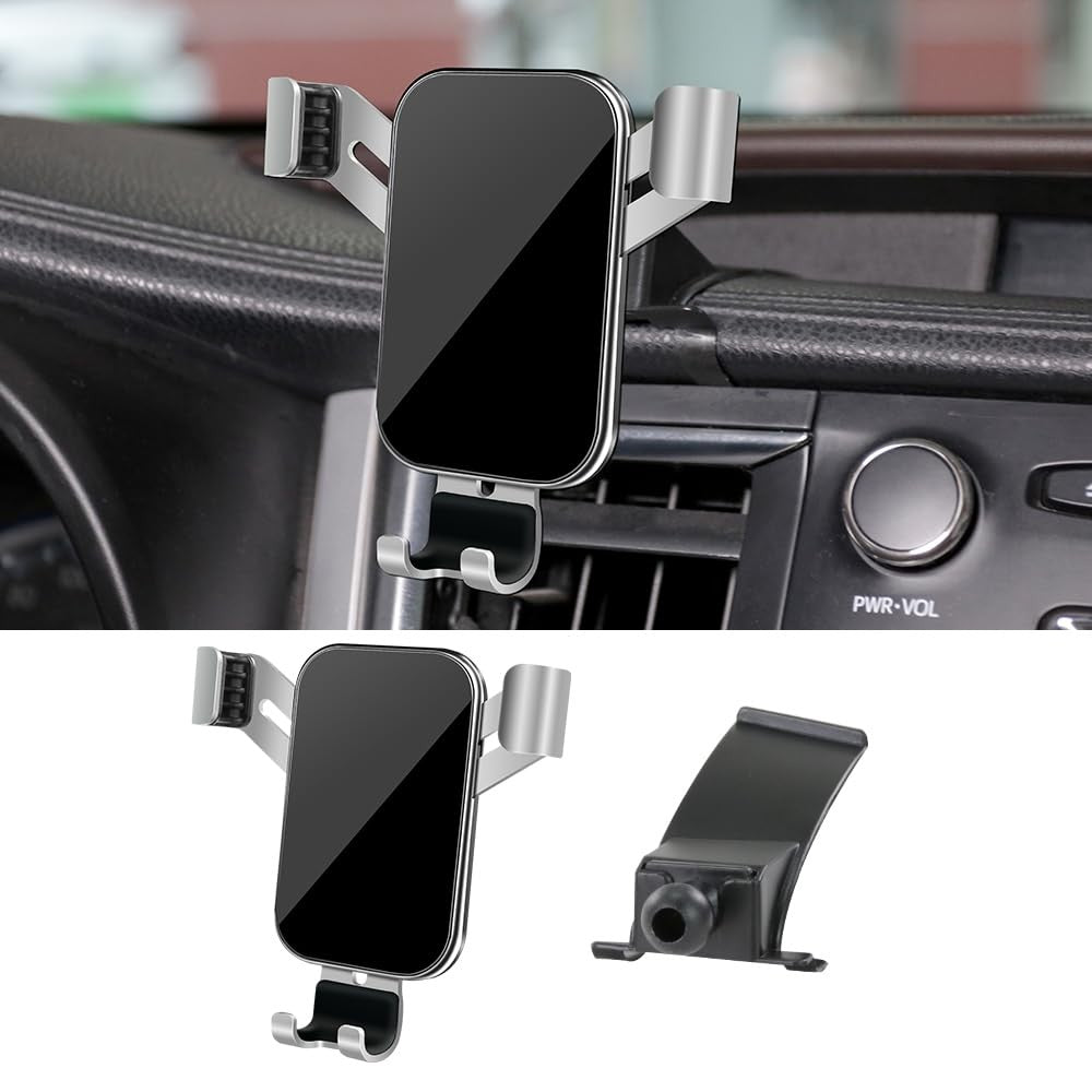 LUNQIN car phone holder mounted on a Toyota Highlander dashboard, compatible with 2014-2019 models, secure and adjustable.