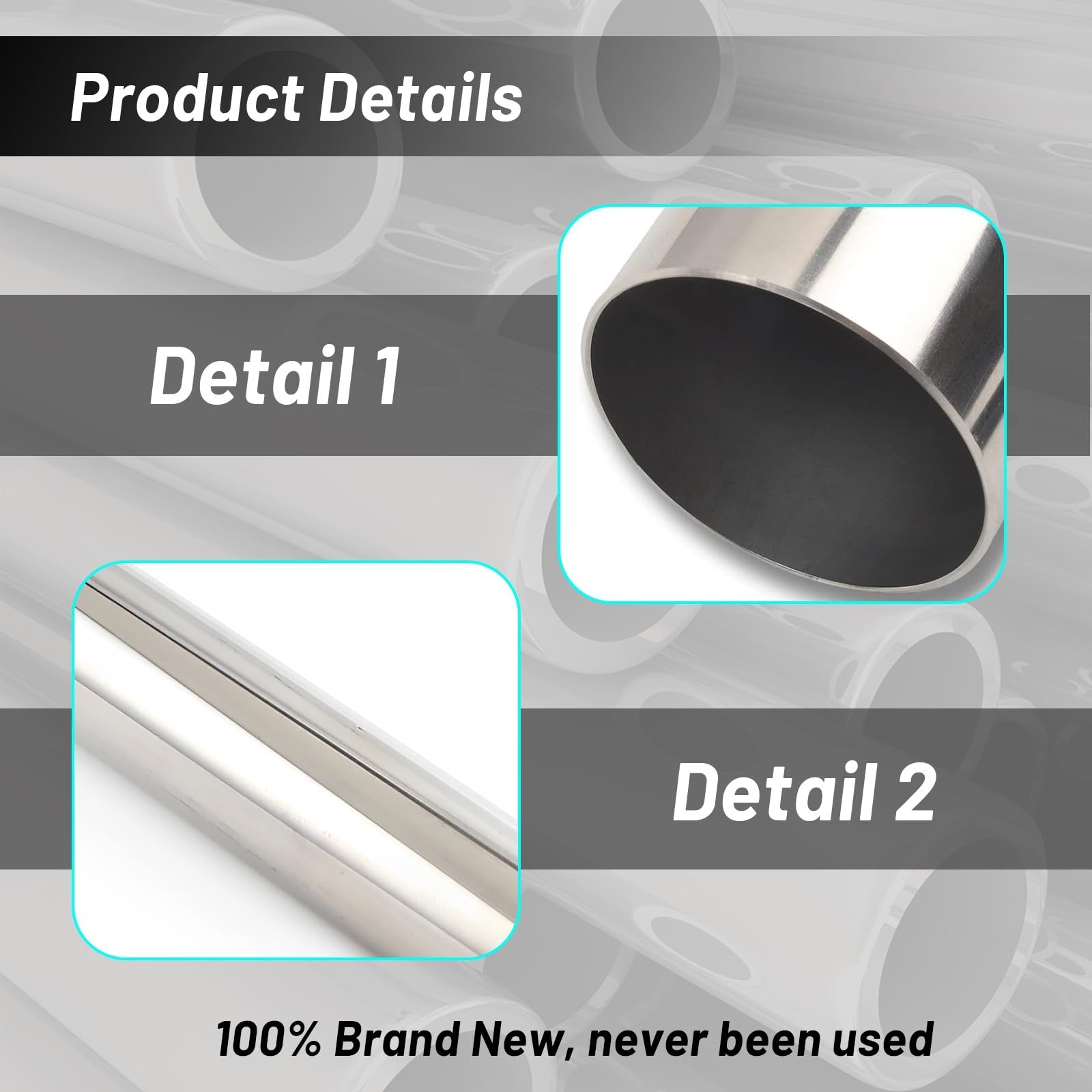 HiBuyer 5-inch stainless steel T304 exhaust tubing, straight pipe with 5 inch inner diameter and 30-inch length, shiny metal finish.